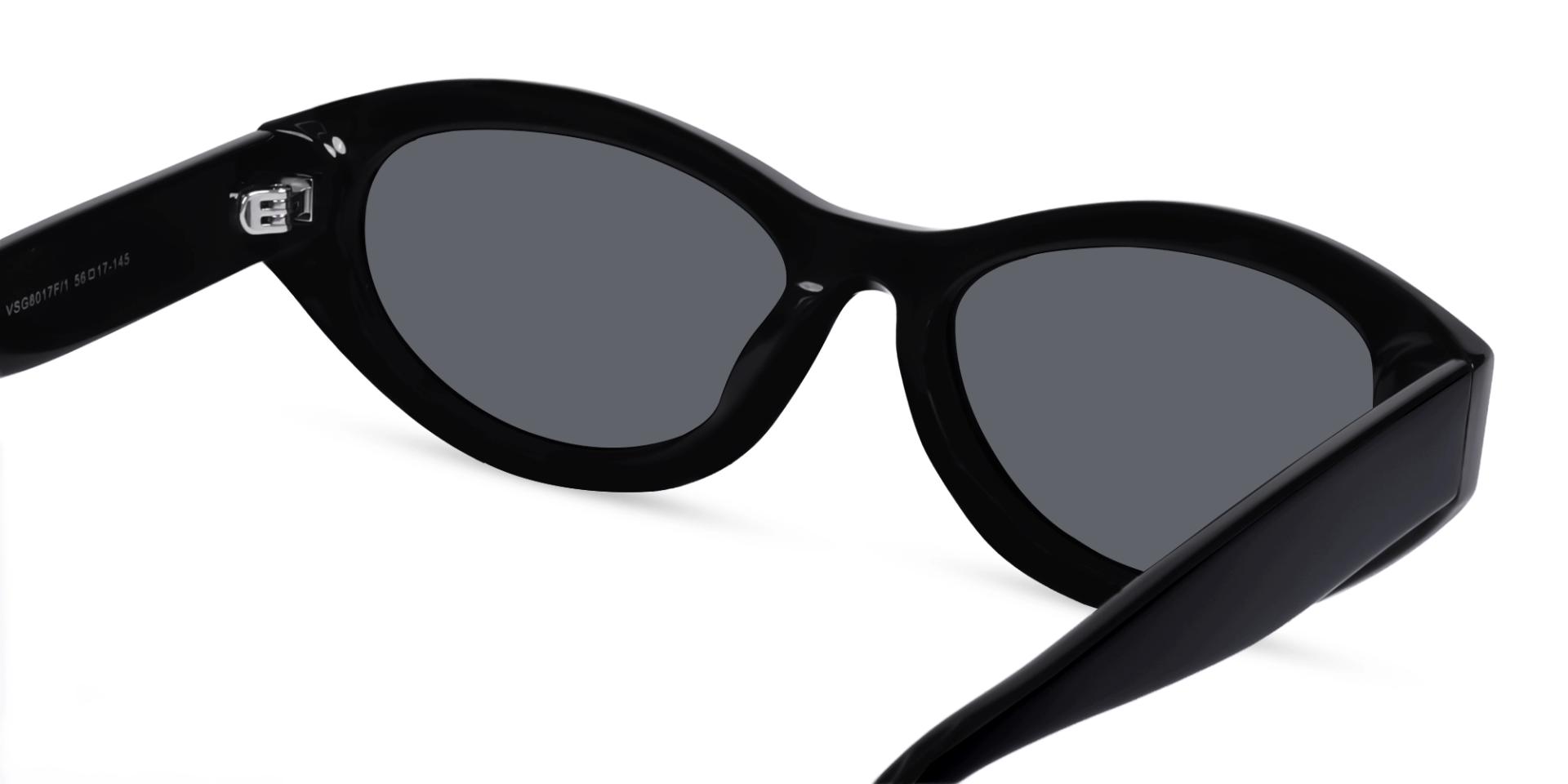Oval Black Frame With Grey Tint Sunglasses