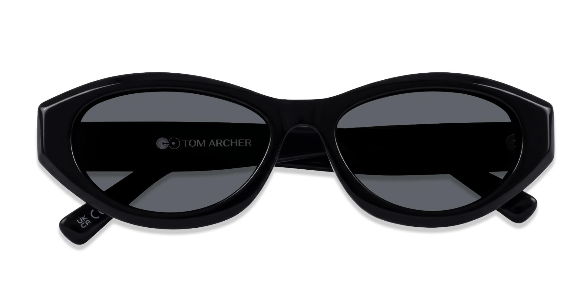 Oval Black Frame With Grey Tint Sunglasses