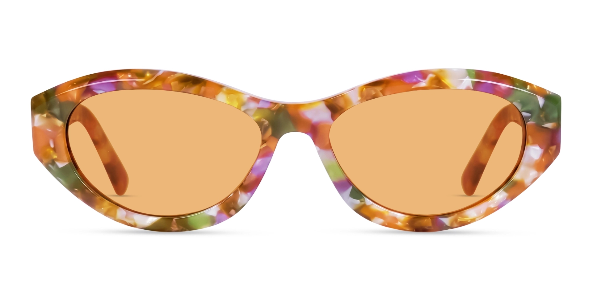 Orange Mosaic Oval Frame With Orange Tint Sunglasses Orange Mosaic Oval Frame With Orange Tint Sunglasses
