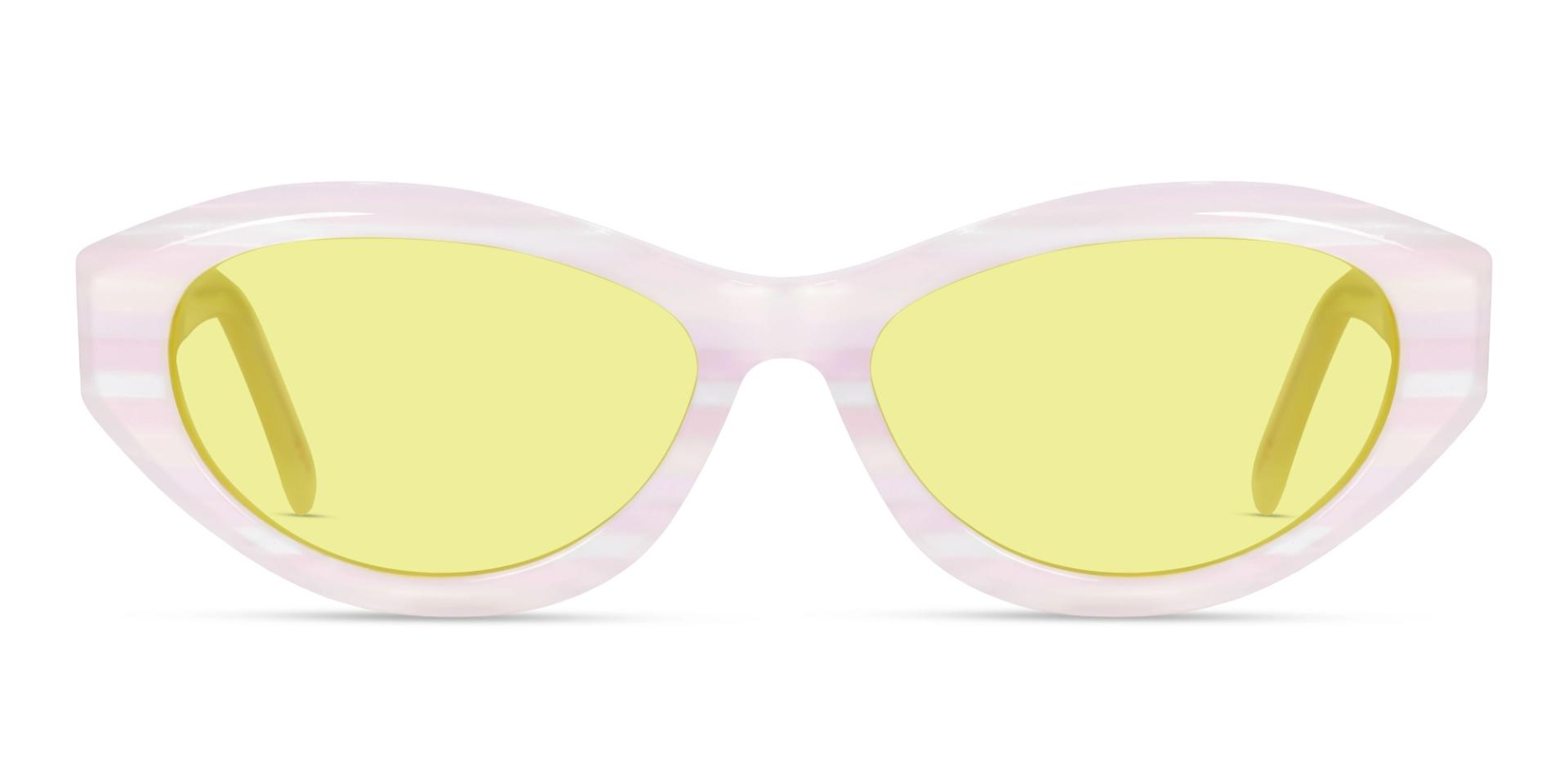 Pearl White Grotto Frame With Yellow Tint Sunglasses