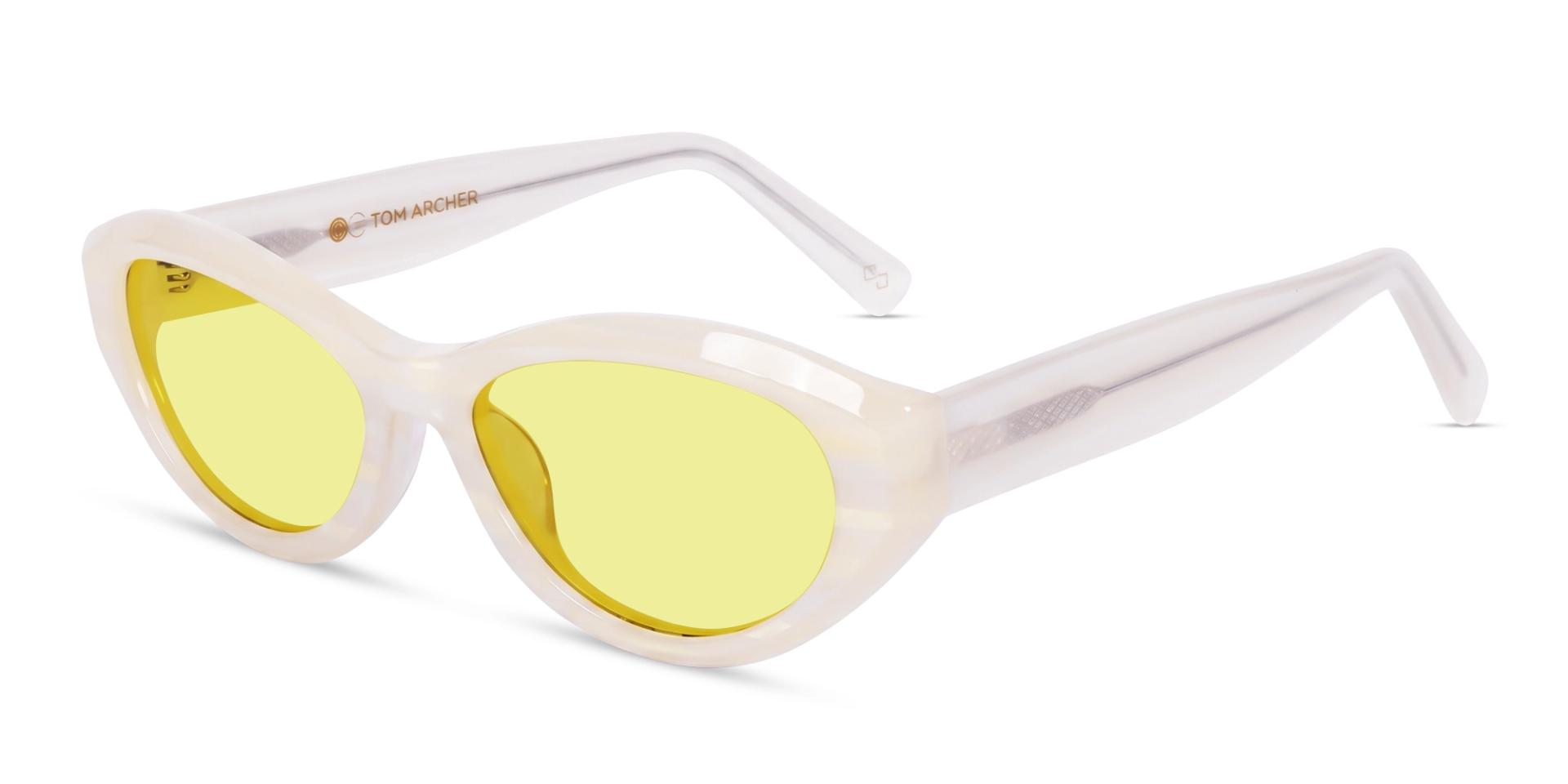Pearl White Grotto Frame With Yellow Tint Sunglasses