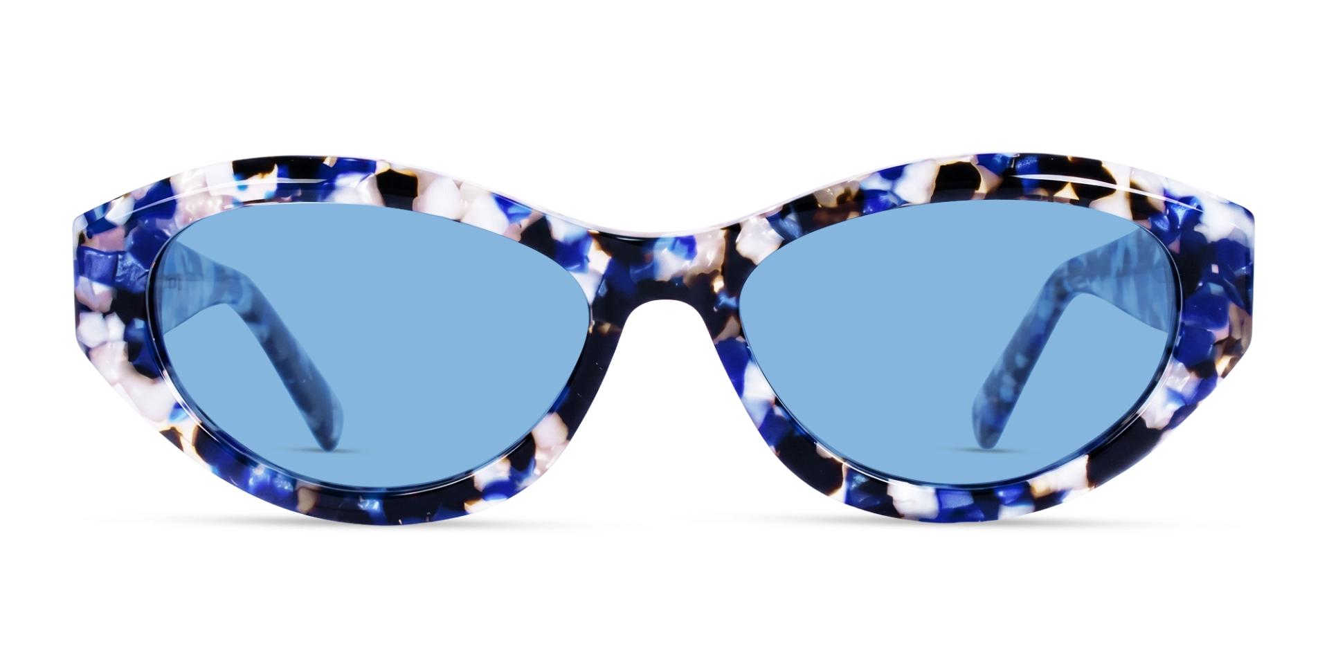 Black & Blue Mosaic Frame With Blue Tint Sunglasses