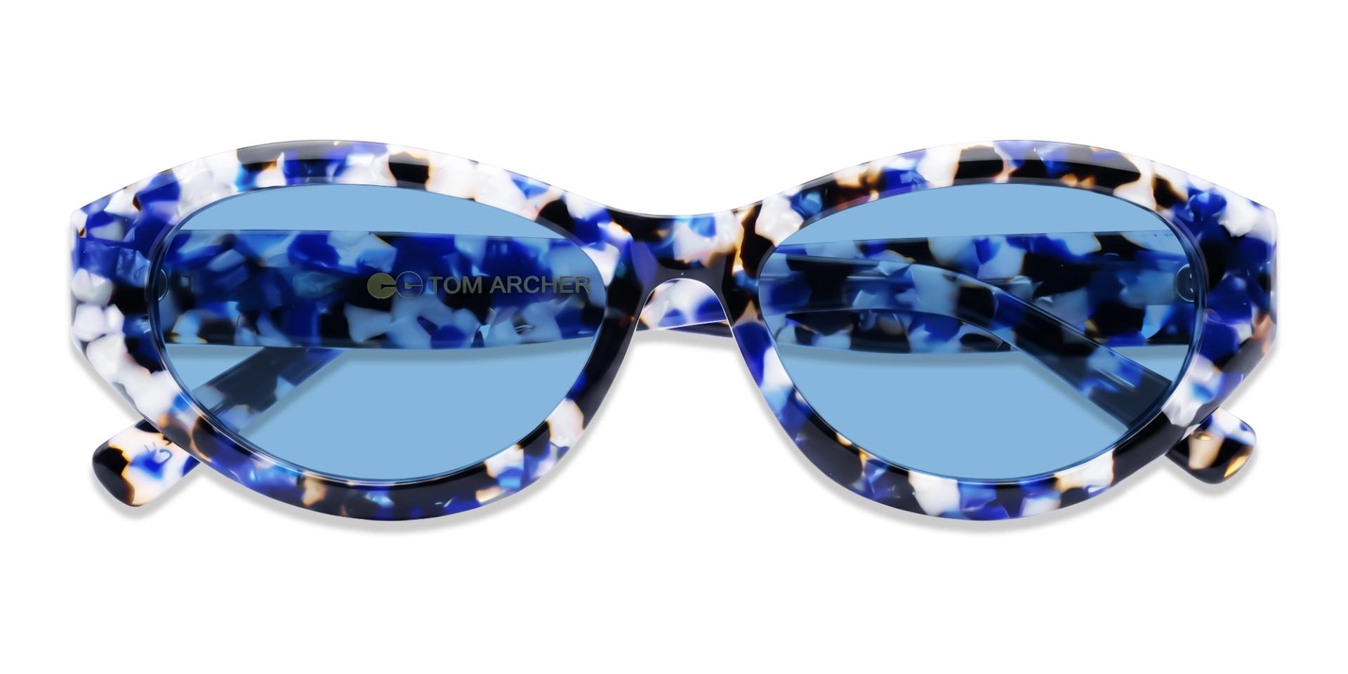 Black & Blue Mosaic Frame With Blue Tint Sunglasses
