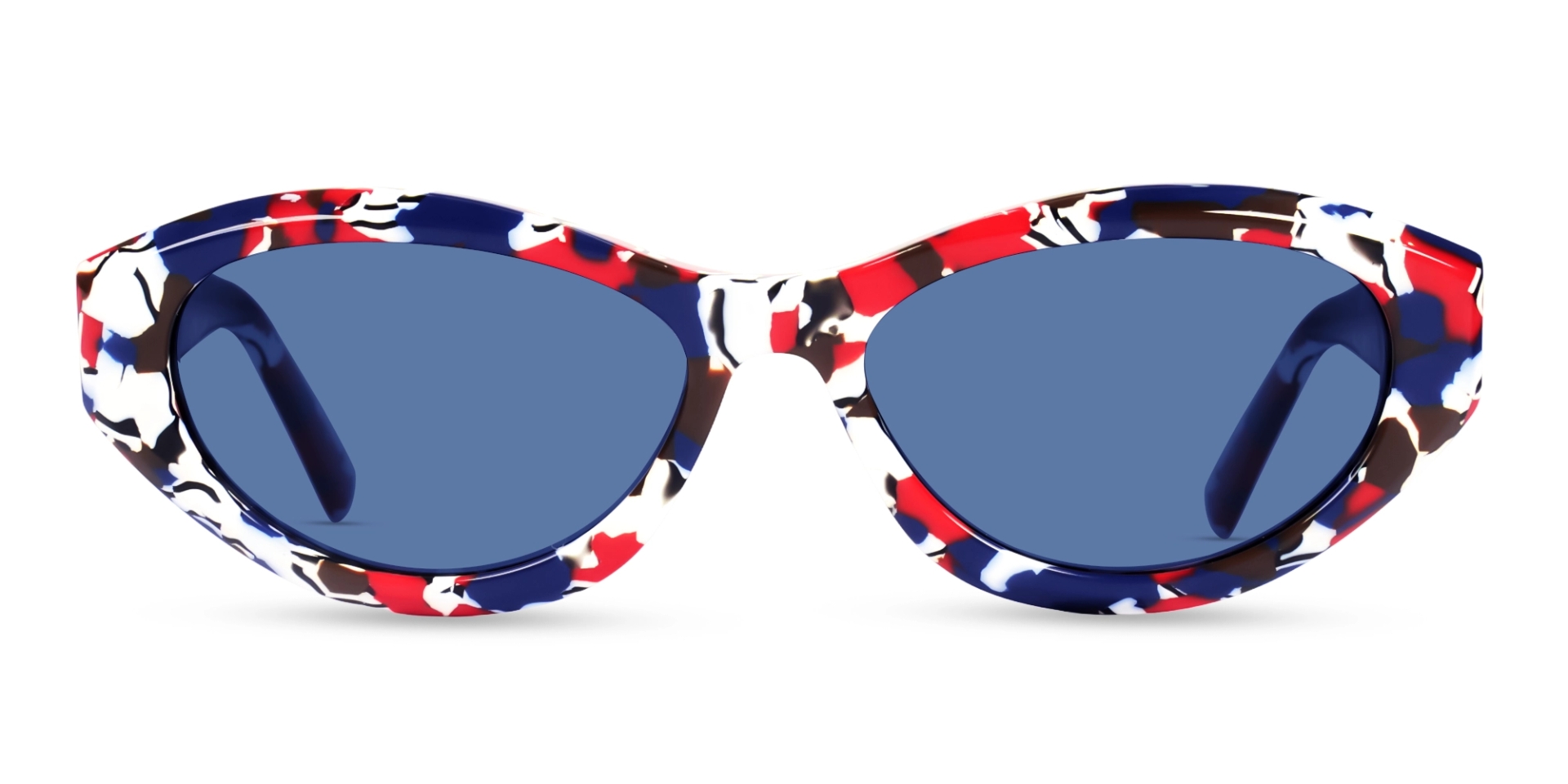 Blue & Red Mosaic Frame With Blue Tint Sunglasses