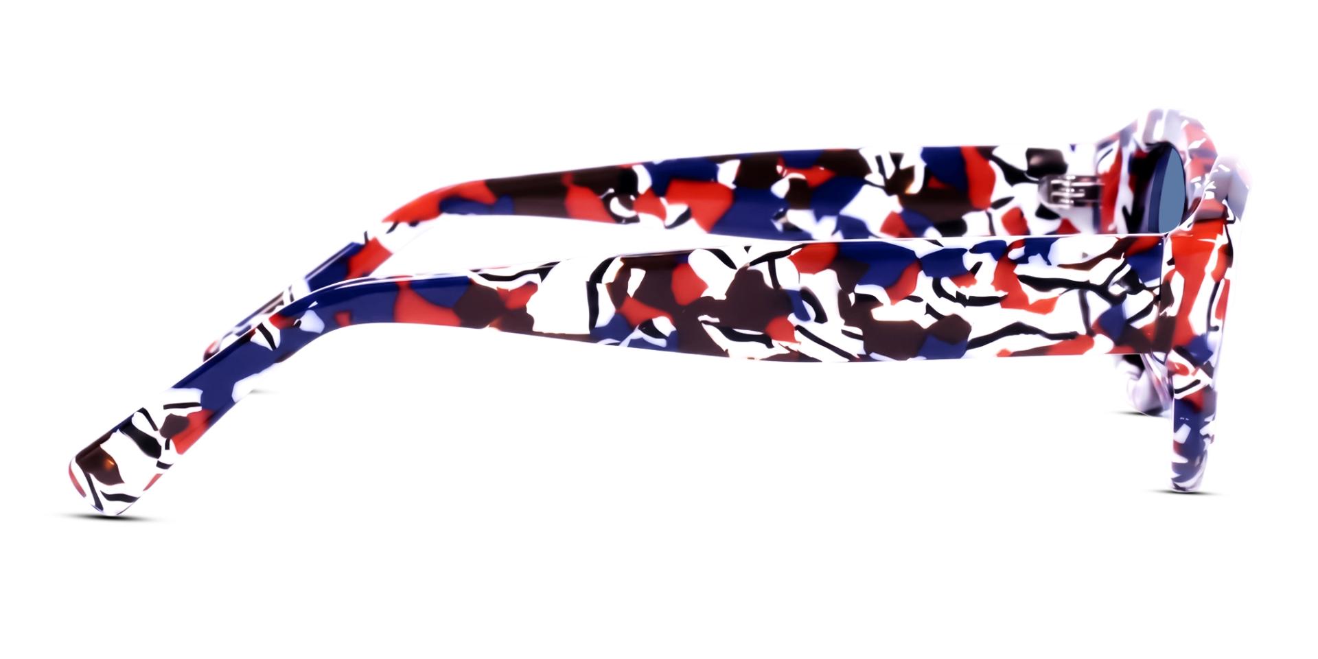 Blue & Red Mosaic Frame With Blue Tint Sunglasses