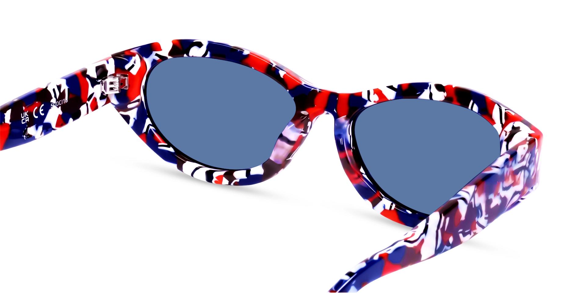 Blue & Red Mosaic Frame With Blue Tint Sunglasses