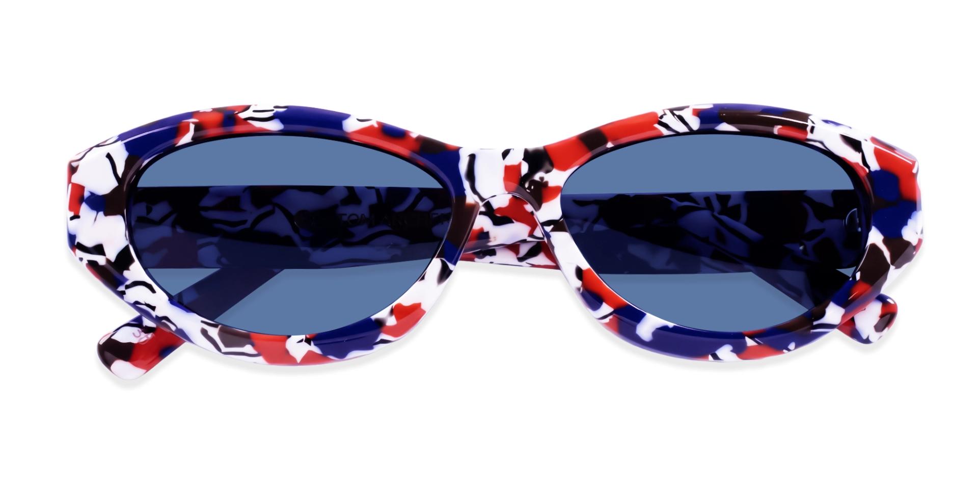 Blue & Red Mosaic Frame With Blue Tint Sunglasses