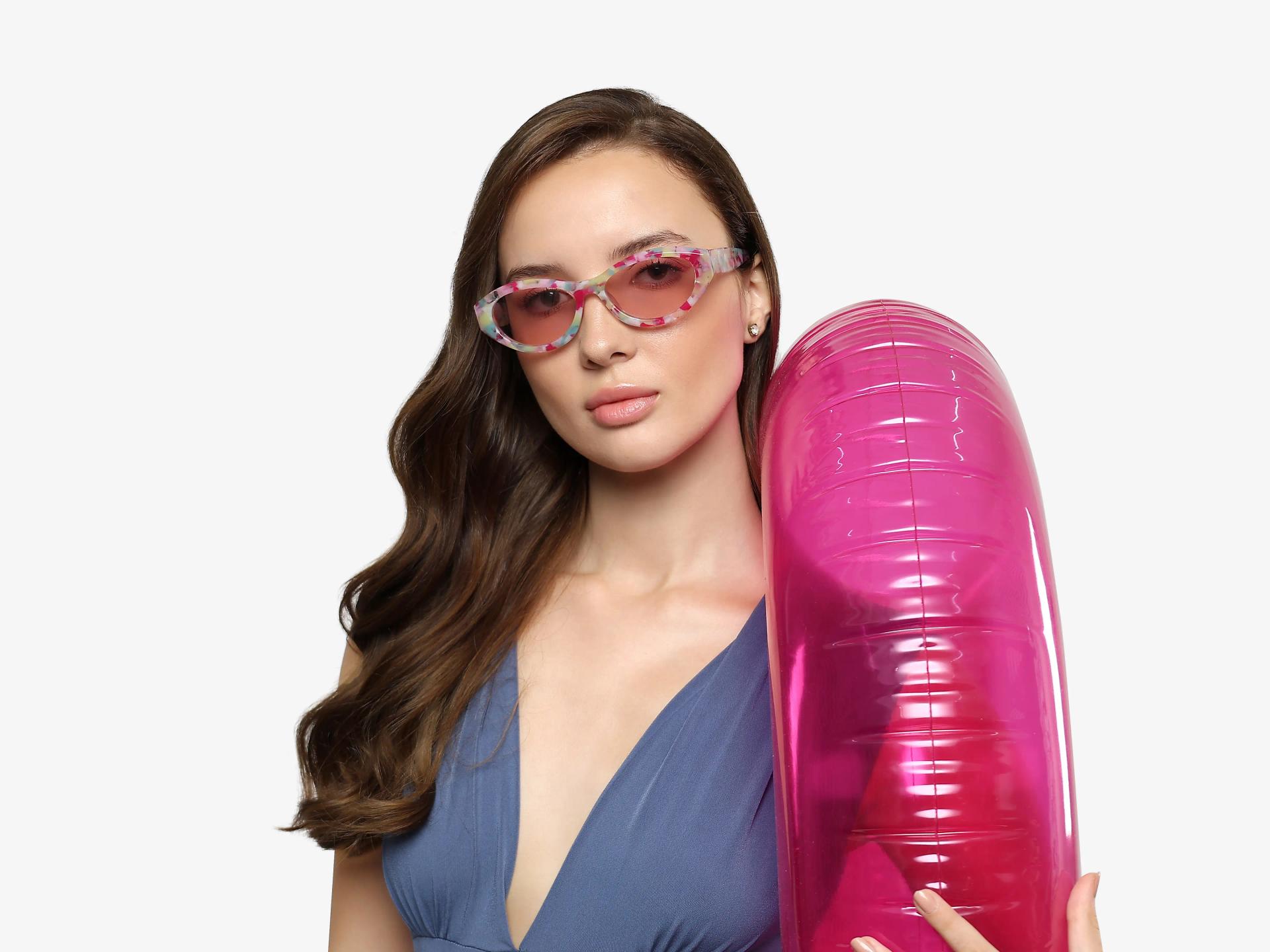 Bubble Gum Marble Frame Pink Tint Sunglasses