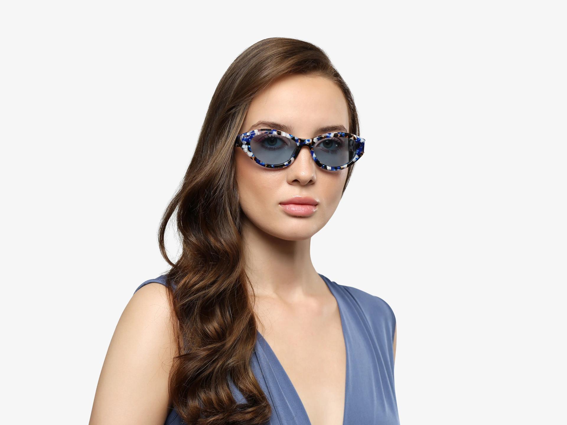 Black & Blue Mosaic Frame With Blue Tint Sunglasses