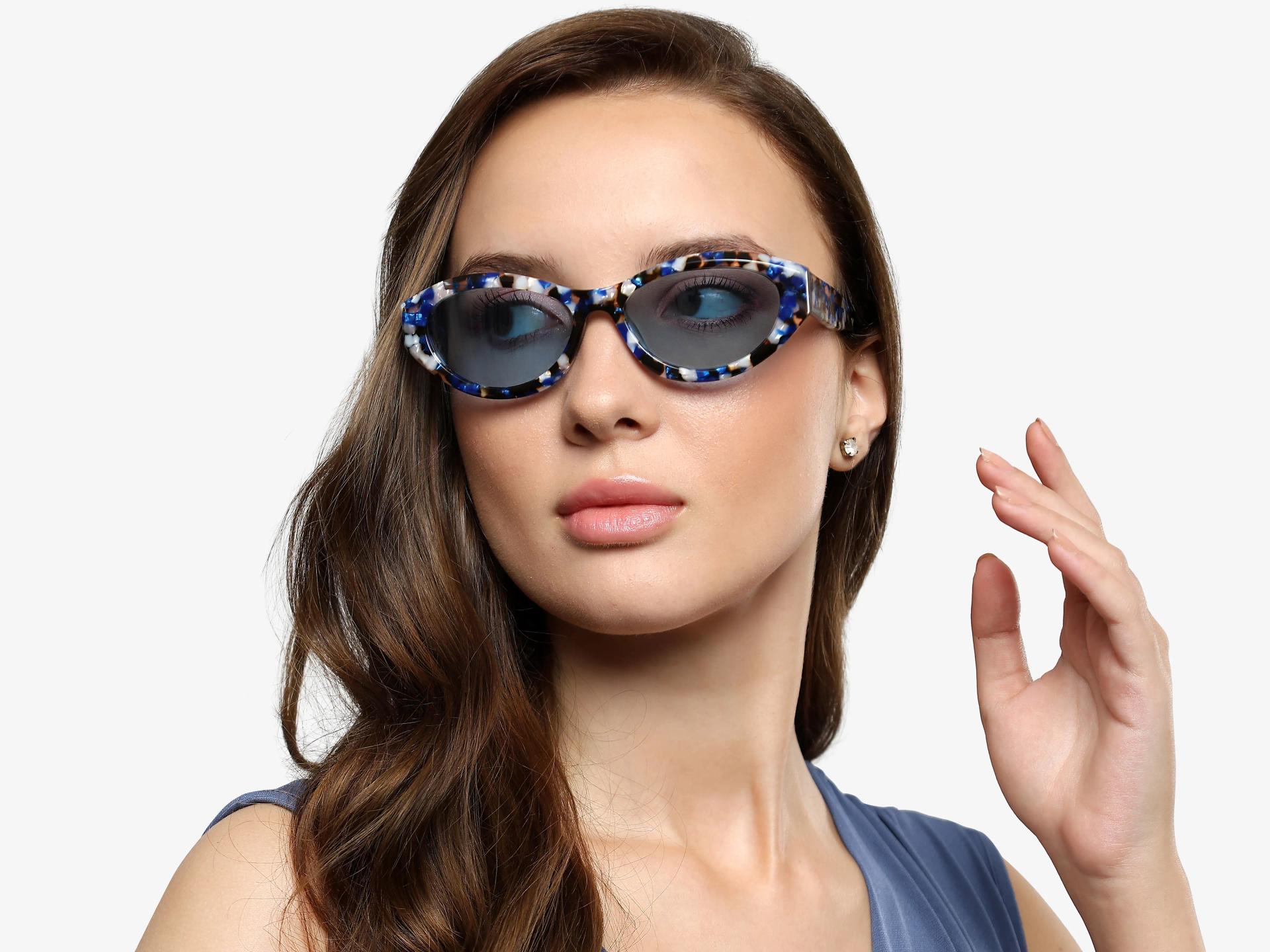 Black & Blue Mosaic Frame With Blue Tint Sunglasses
