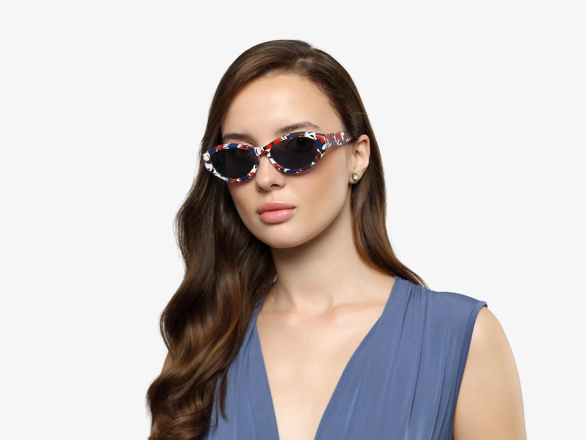 Blue & Red Mosaic Frame With Blue Tint Sunglasses