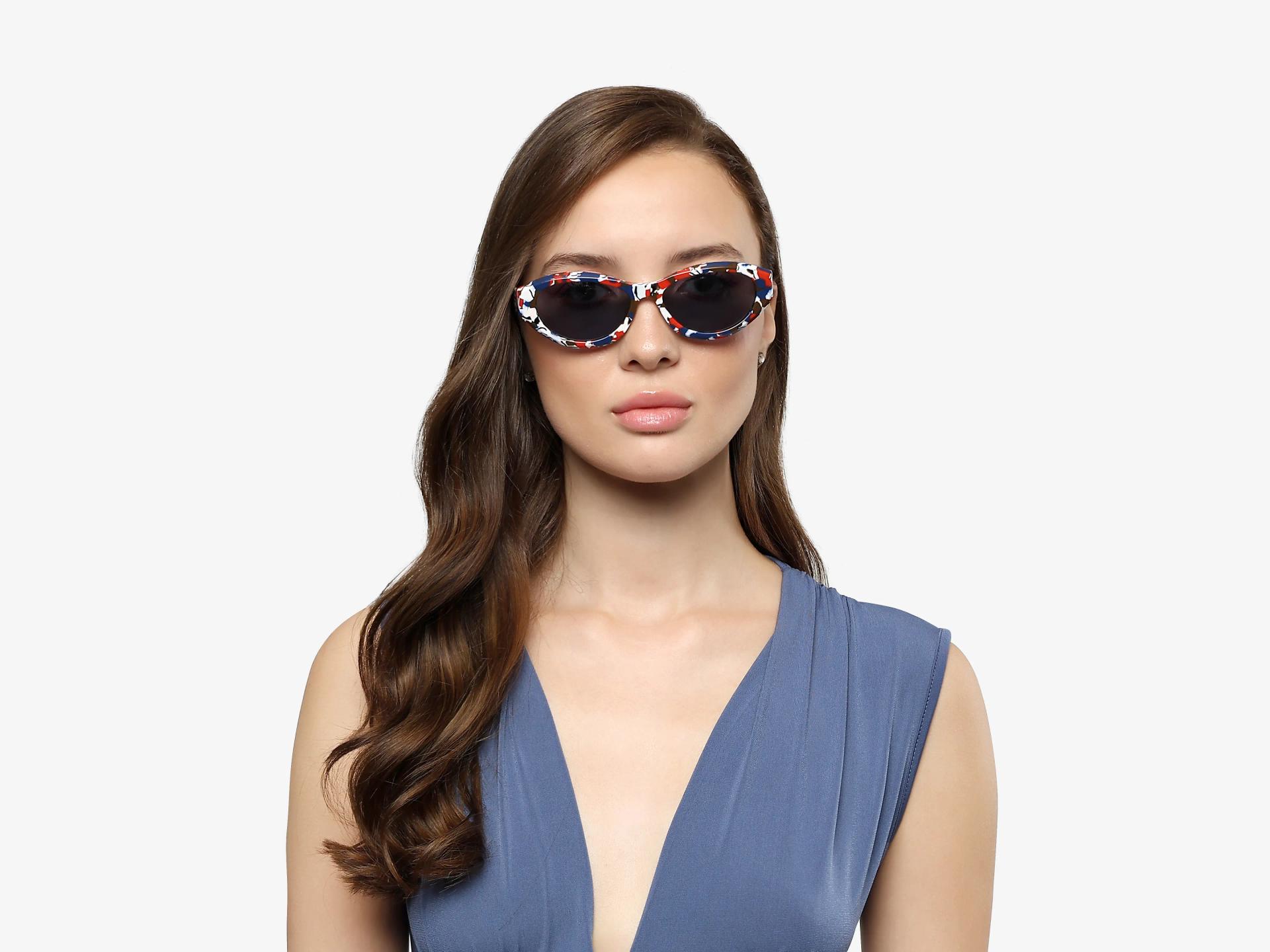 Blue & Red Mosaic Frame With Blue Tint Sunglasses