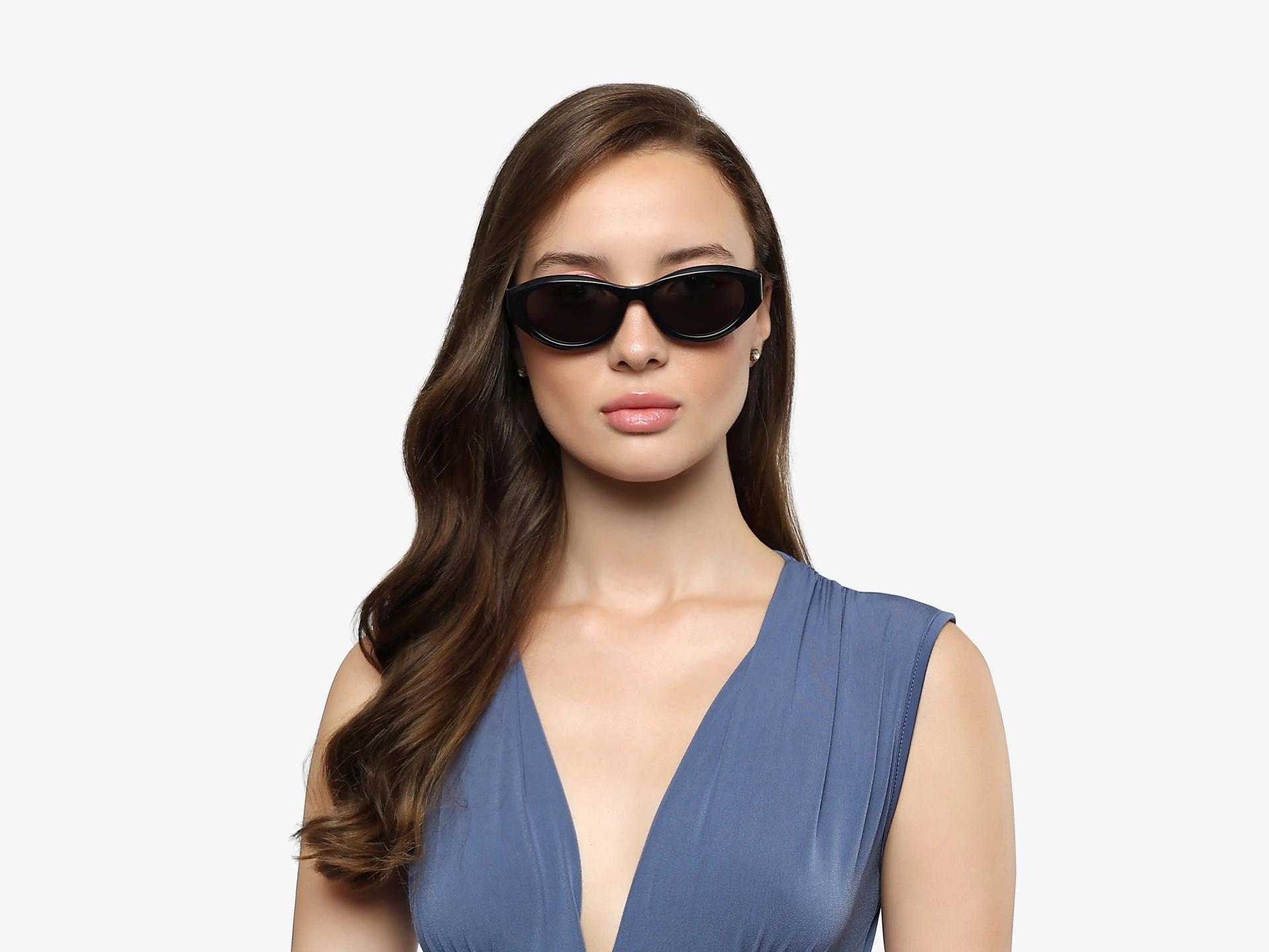 Oval Black Frame With Grey Tint Sunglasses