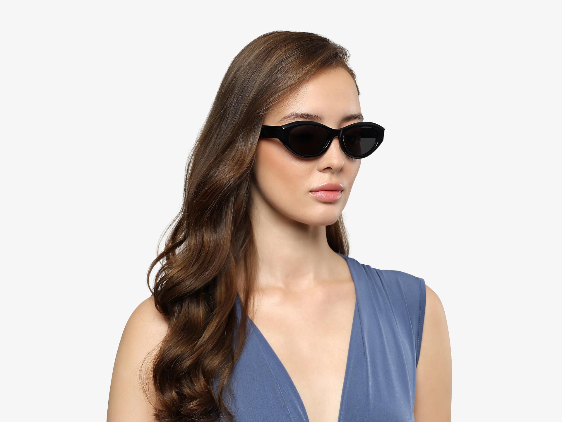 Oval Black Frame With Grey Tint Sunglasses