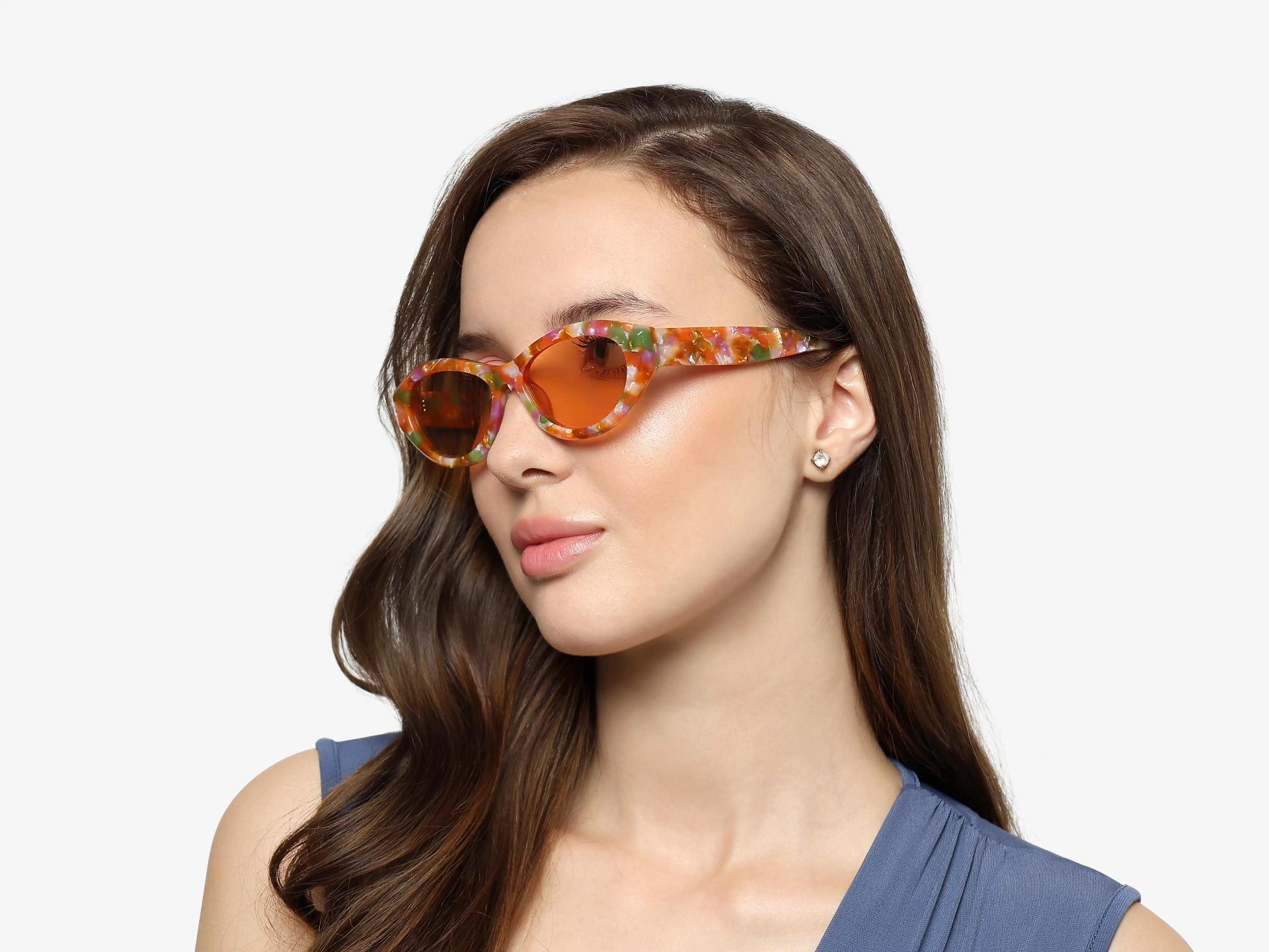 Orange Mosaic Oval Frame With Orange Tint Sunglasses