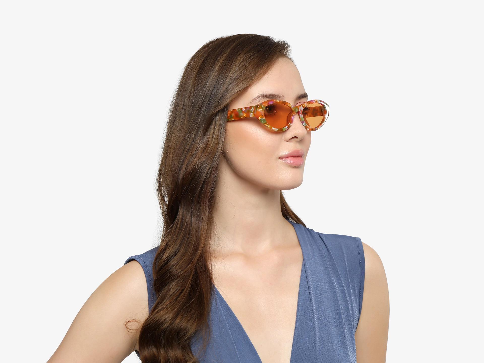 Orange Mosaic Oval Frame With Orange Tint Sunglasses