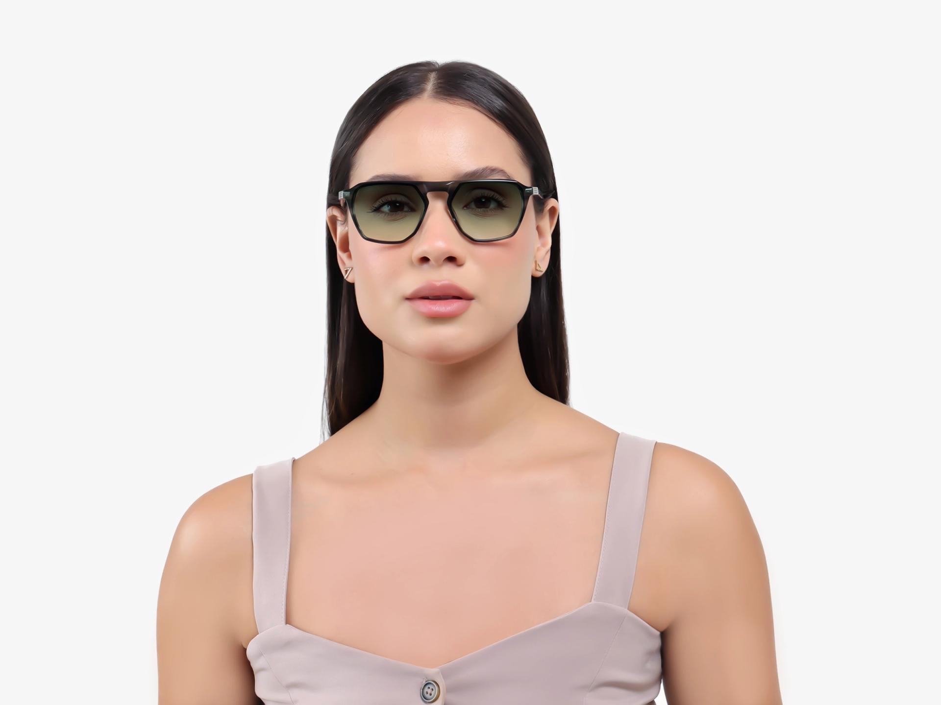 Green Gradient Tint Flat Top Sunglasses-1