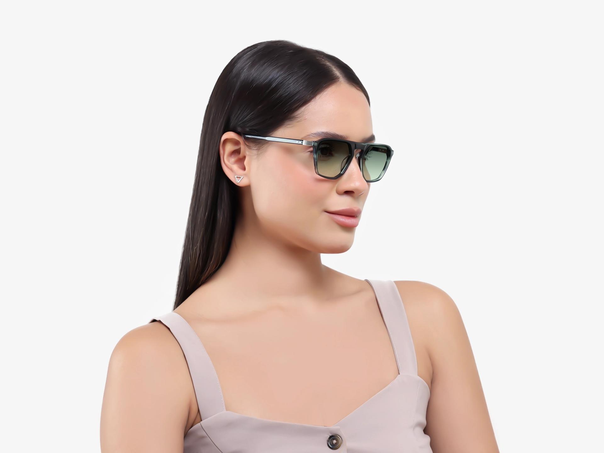 Green Gradient Tint Flat Top Sunglasses-1