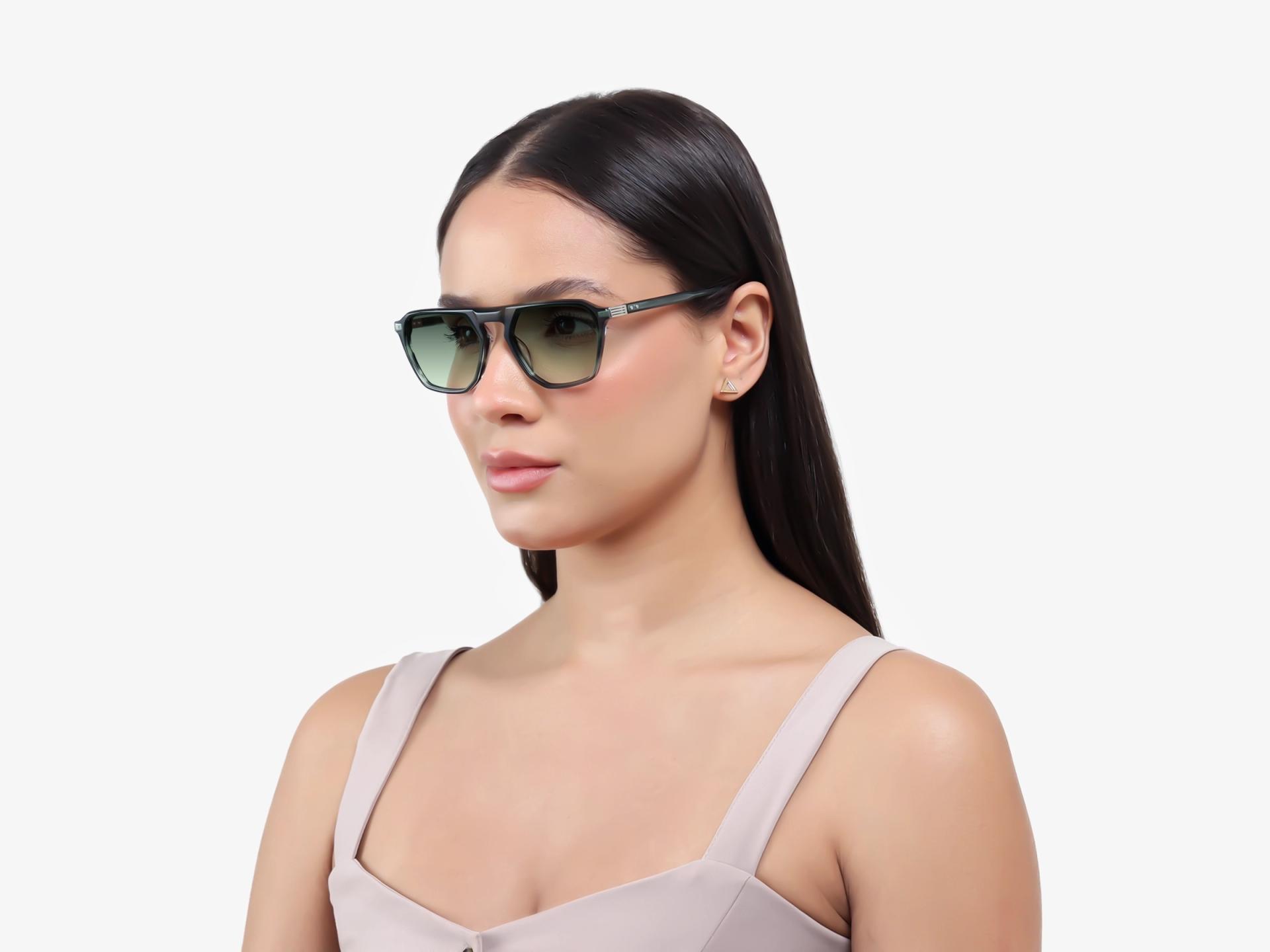 Green Gradient Tint Flat Top Sunglasses-1