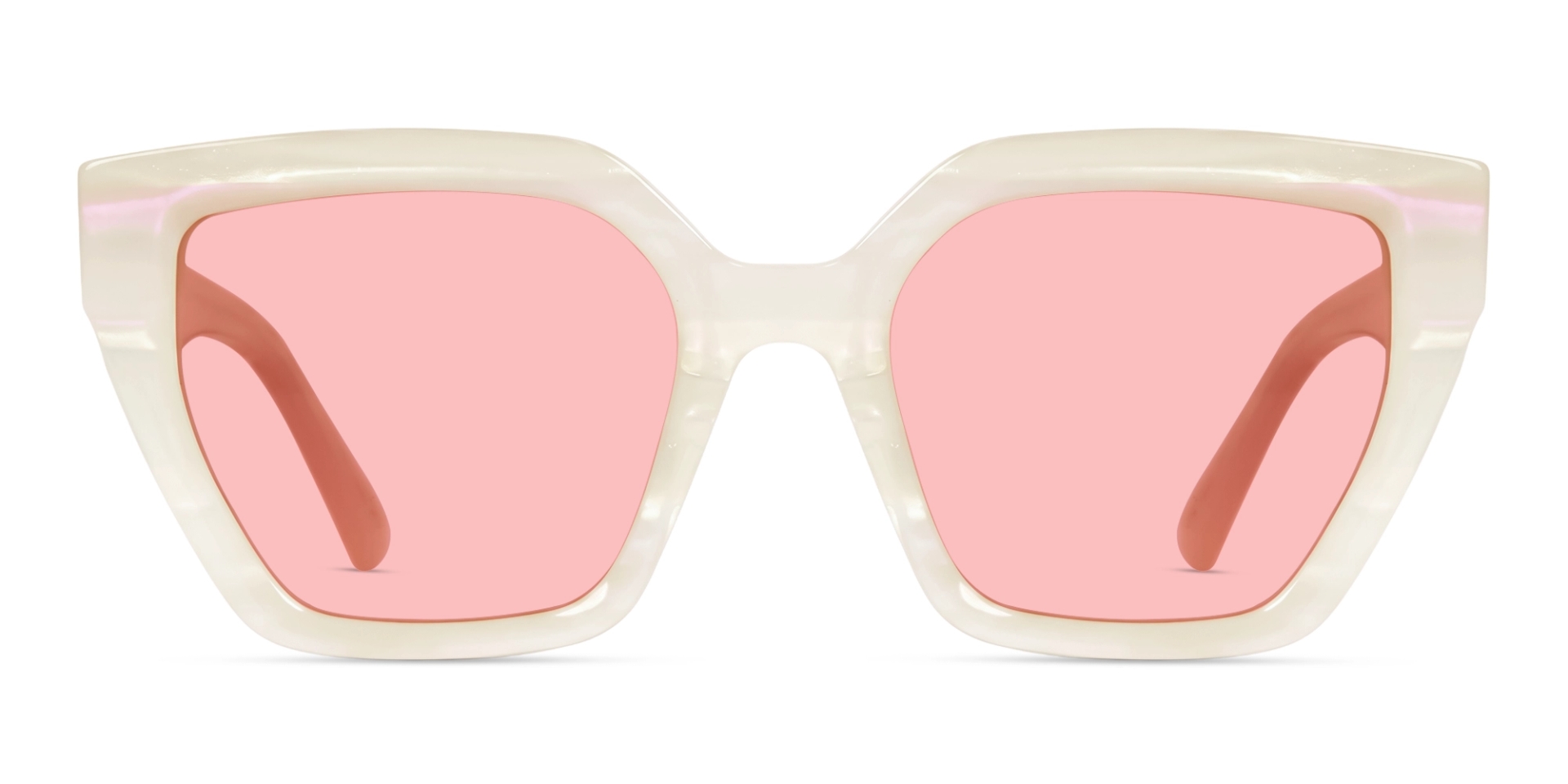 Pearl White Grotto Frame With Red Tint Sunglasses Pearl White Grotto Frame With Red Tint Sunglasses