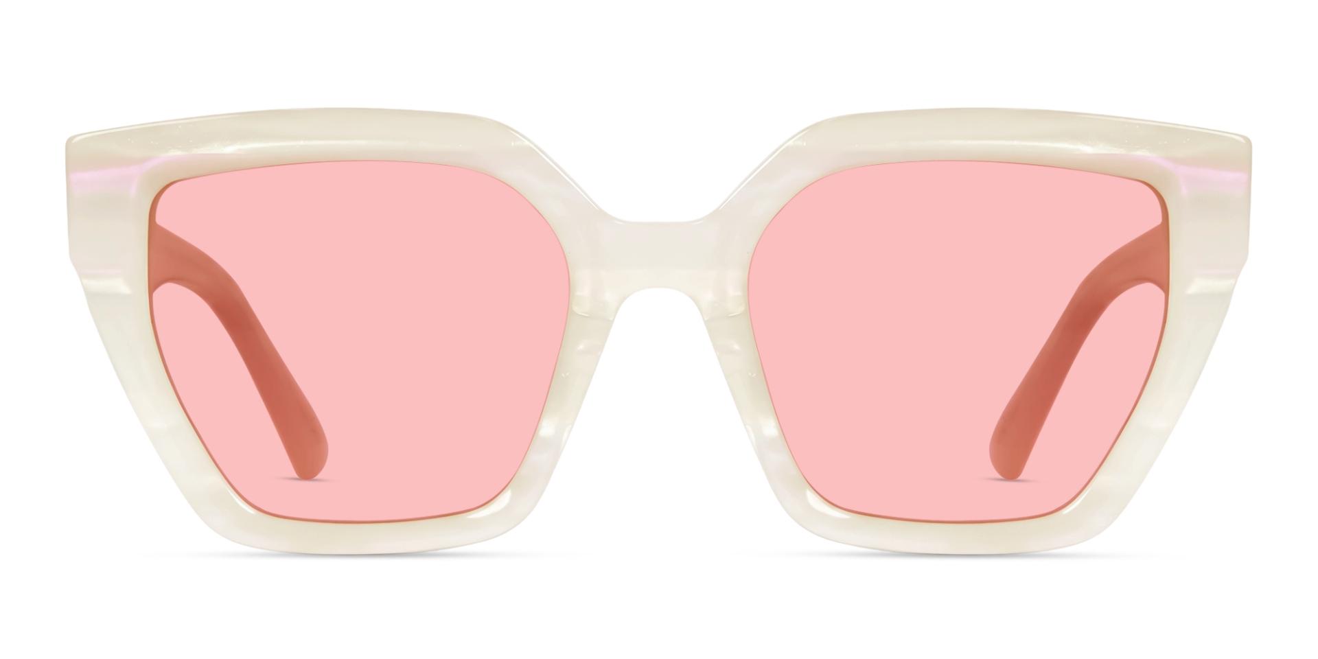 Pearl White Grotto Frame With Red Tint Sunglasses
