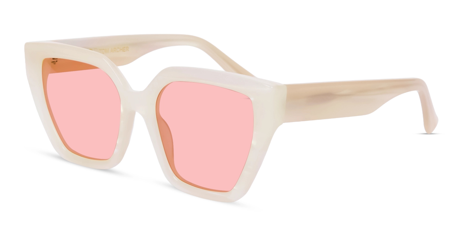 Pearl White Grotto Frame With Red Tint Sunglasses Pearl White Grotto Frame With Red Tint Sunglasses