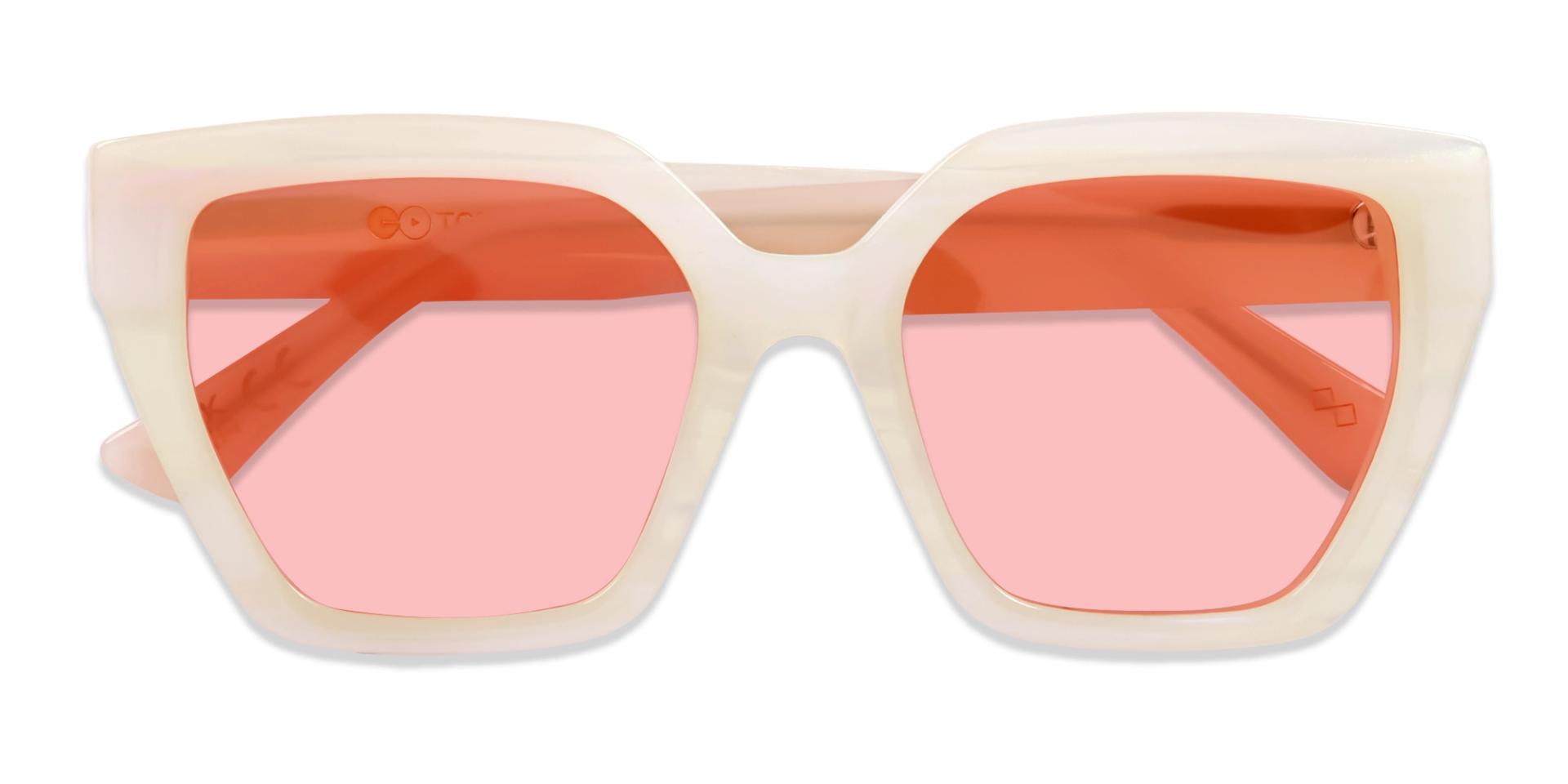 Pearl White Grotto Frame With Red Tint Sunglasses