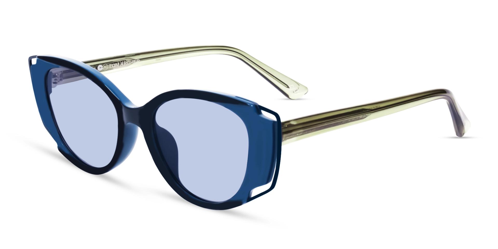 Navy Blue Cat-eye Frame With Blue Tint Women Sunglasses