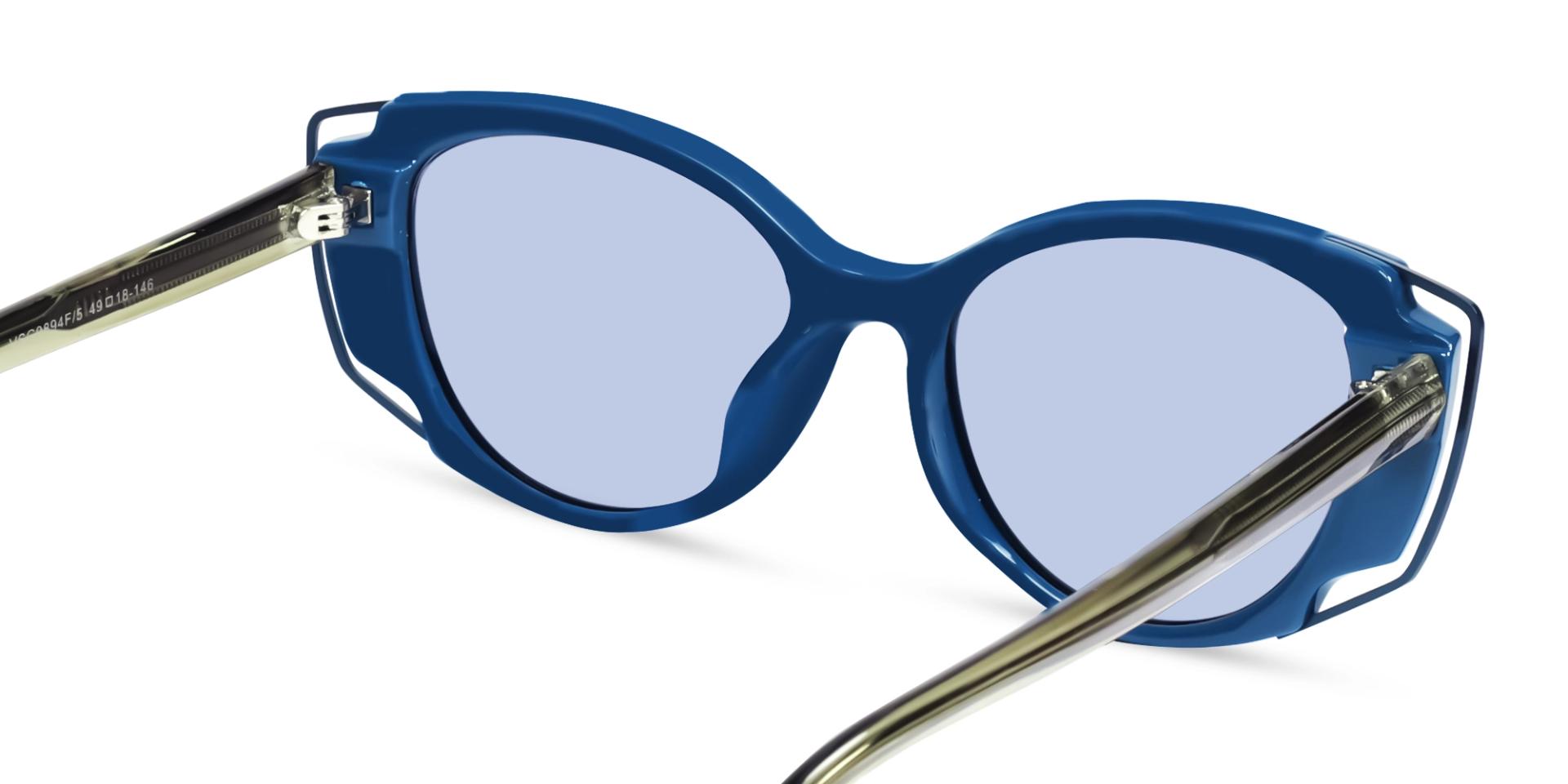 Navy Blue Cat-eye Frame With Blue Tint Women Sunglasses