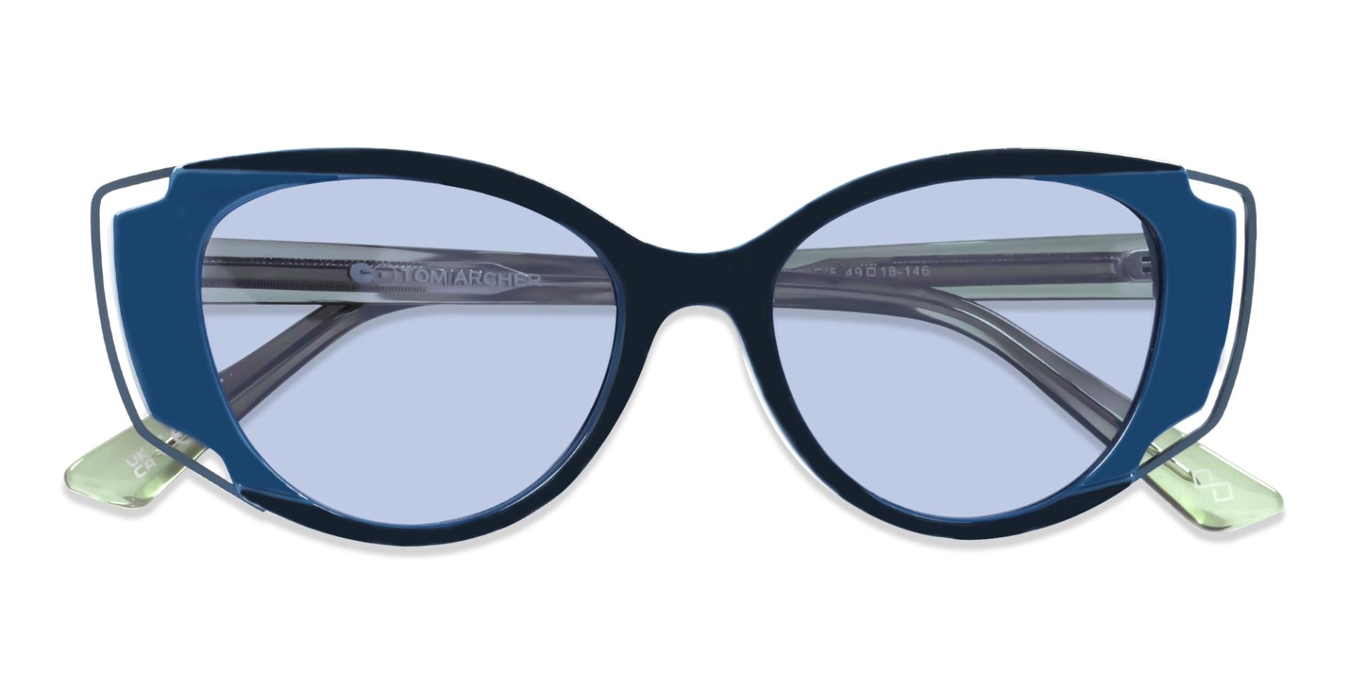 Navy Blue Cat-eye Frame With Blue Tint Women Sunglasses