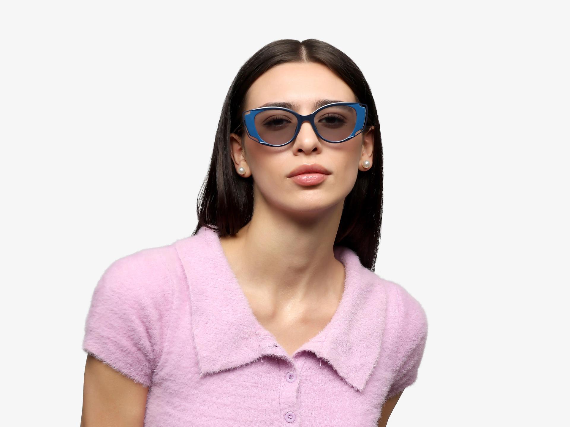 Navy Blue Cat-eye Frame With Blue Tint Women Sunglasses