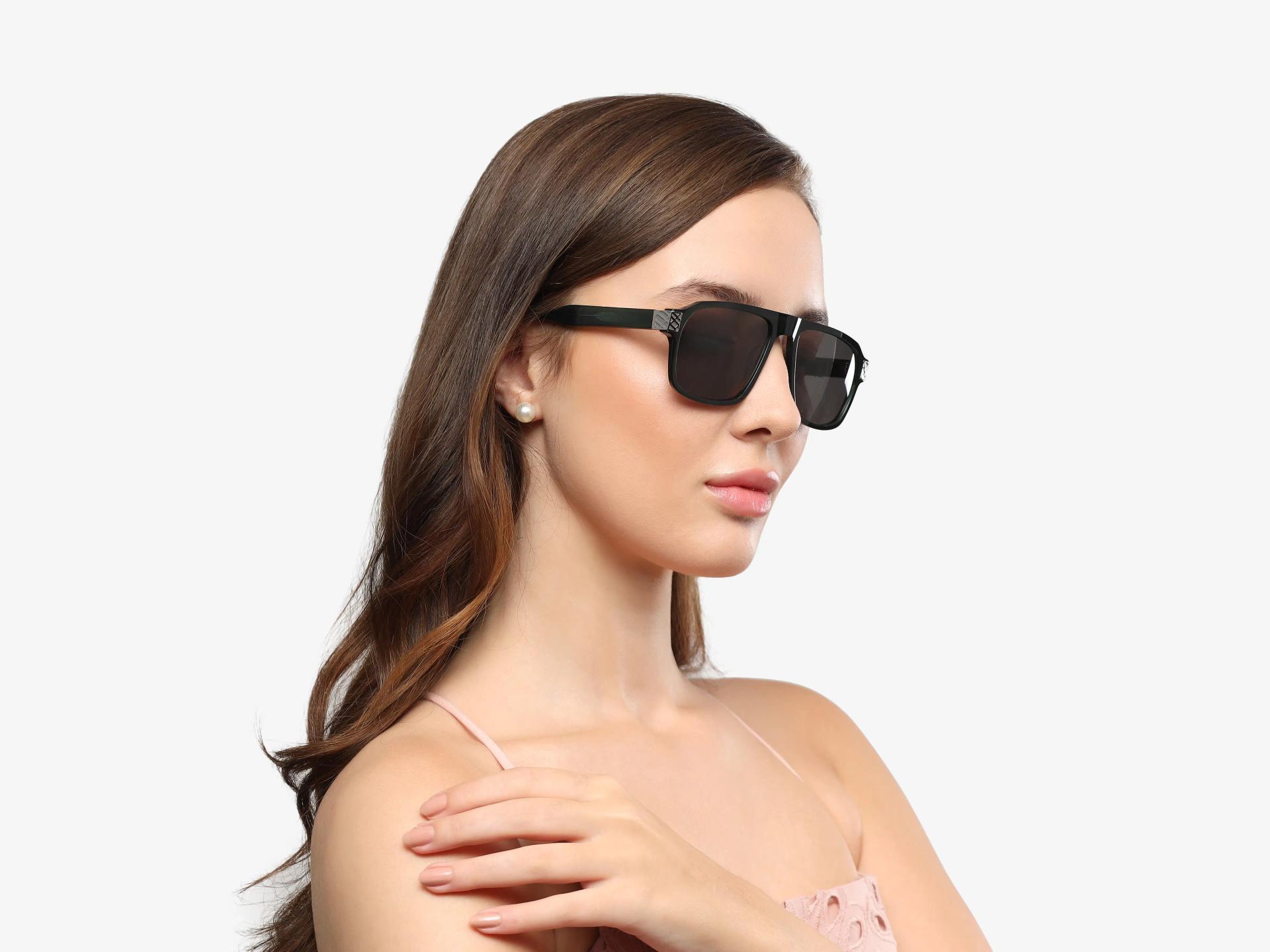 Crystal Green Square Shaped Sunglasses