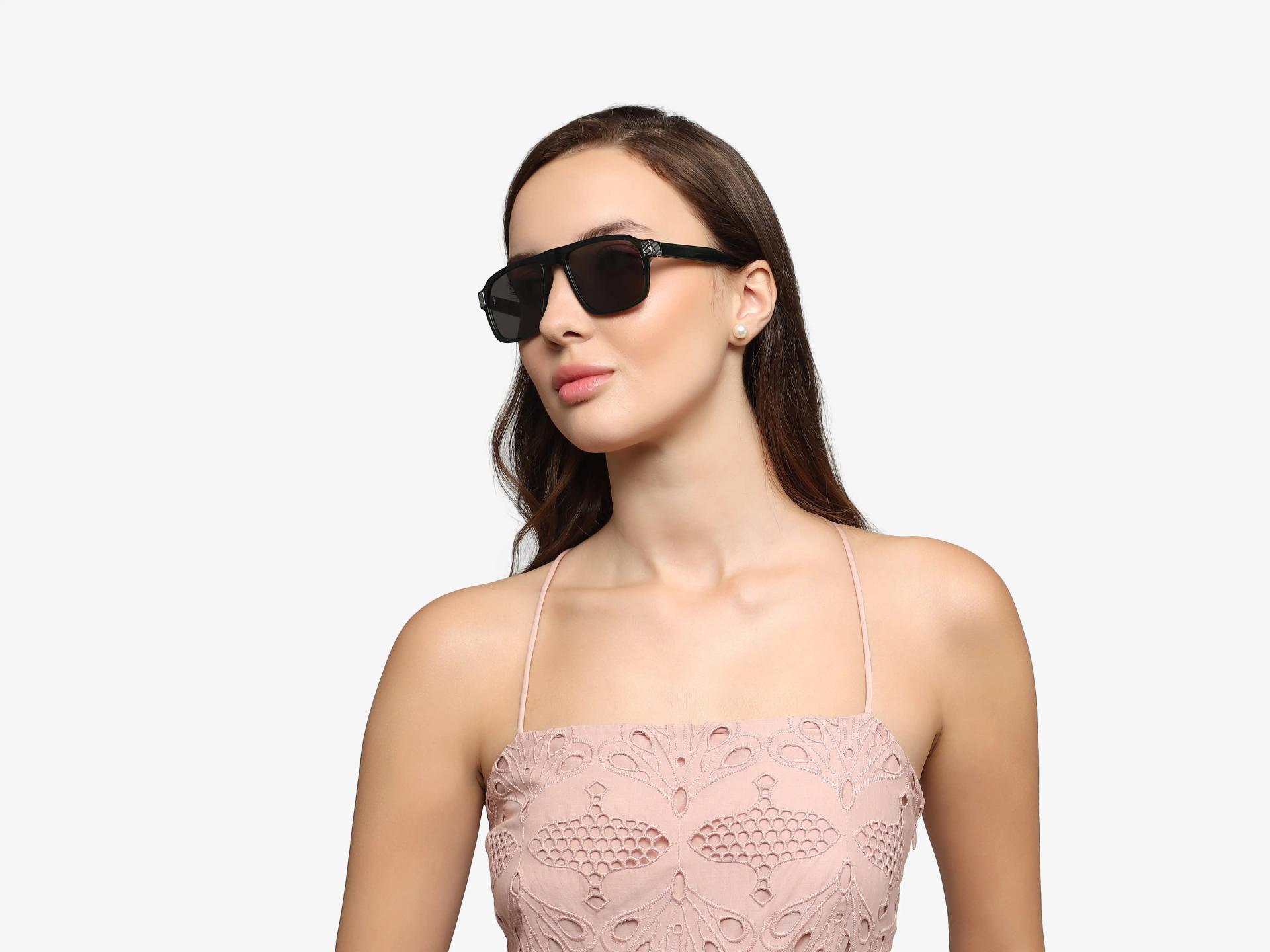 Crystal Green Square Shaped Sunglasses