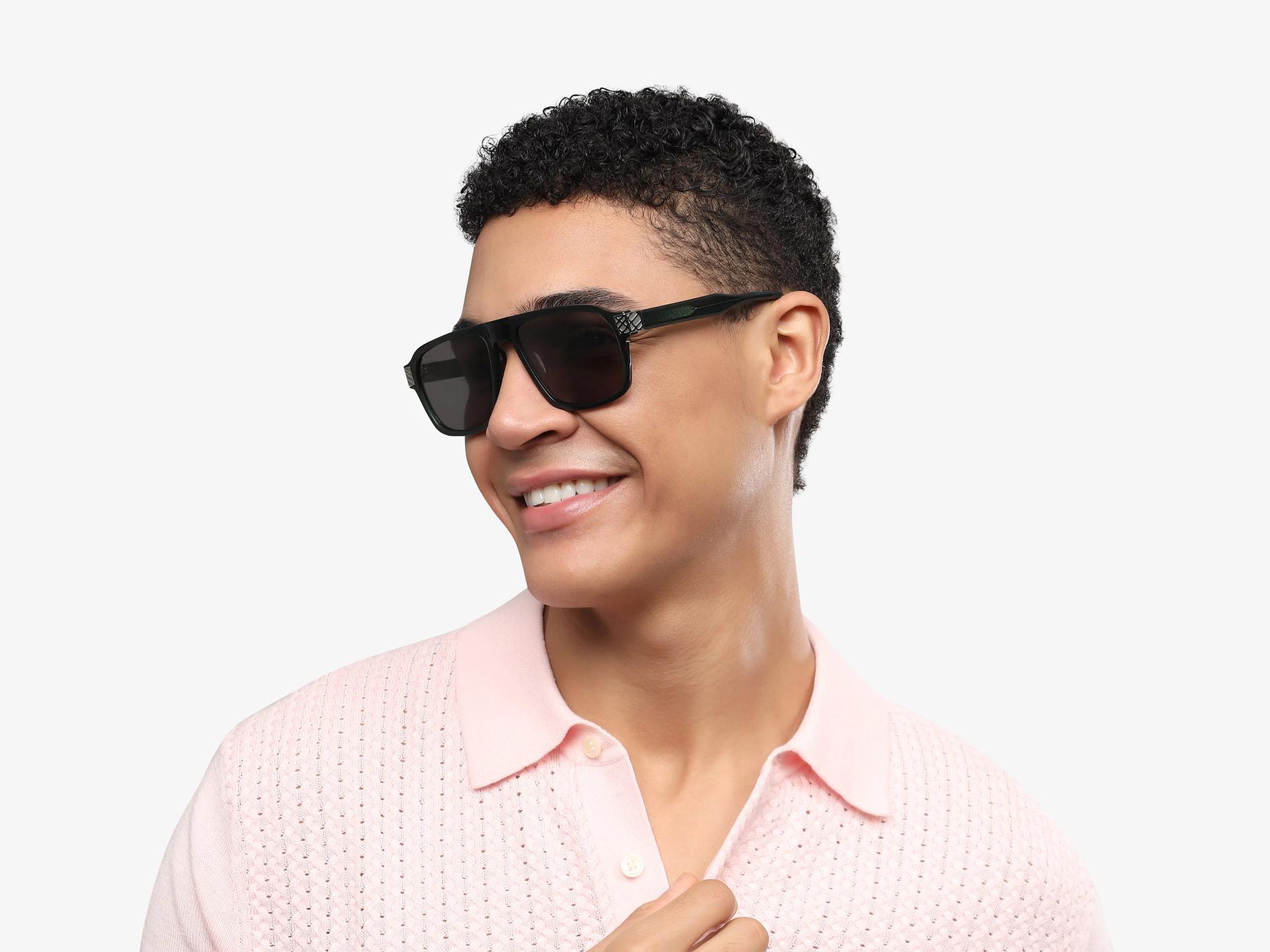 Crystal Green Square Shaped Sunglasses