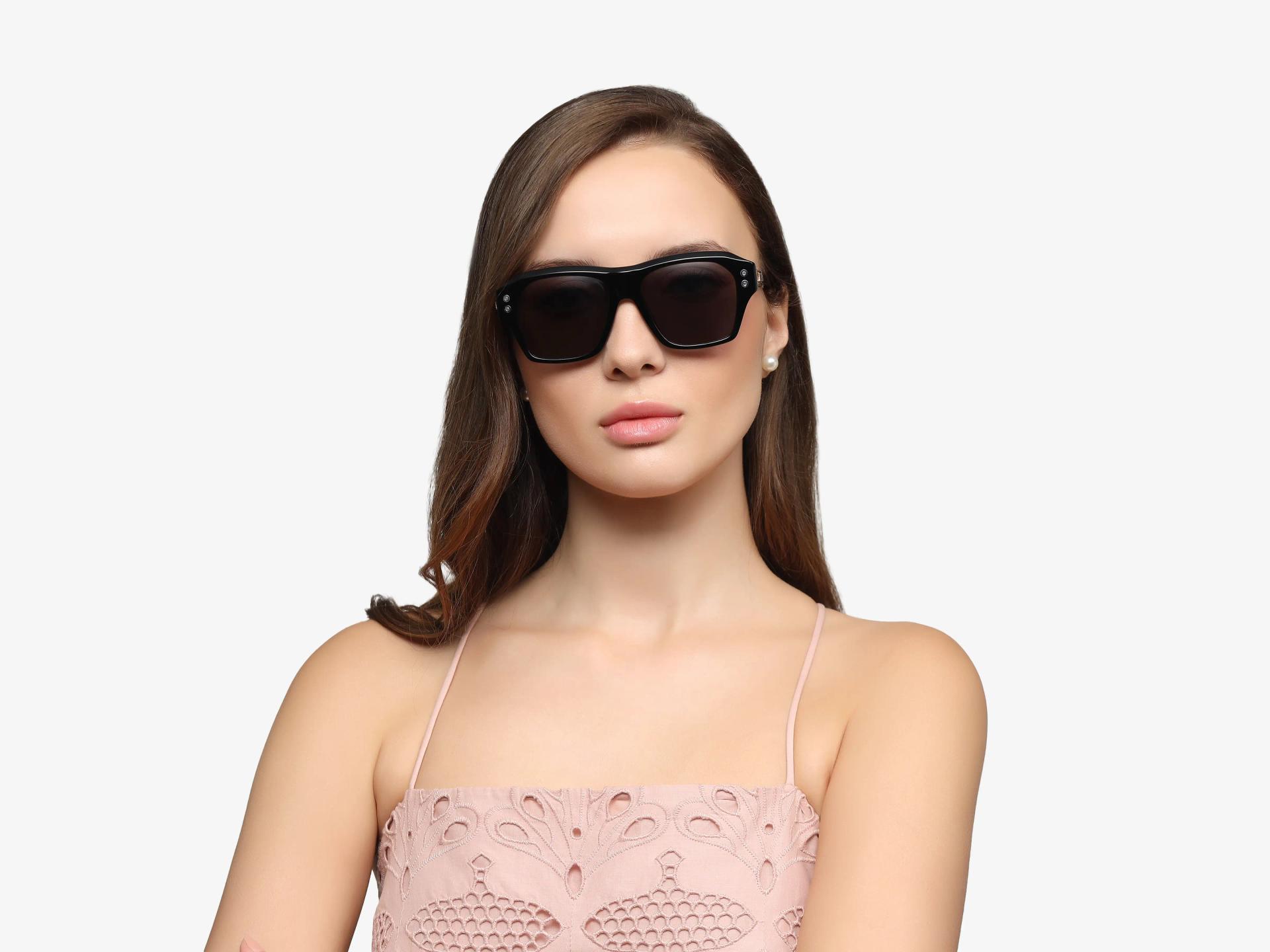 Black Acetate Frame With Grey Tint Sunglasses