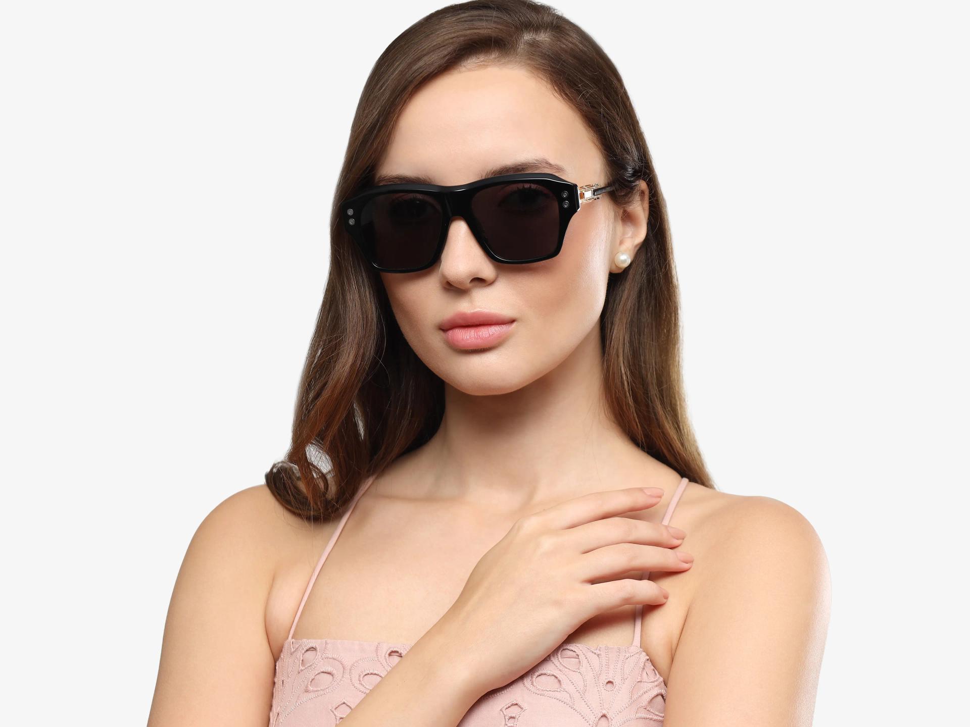 Black Acetate Frame With Grey Tint Sunglasses