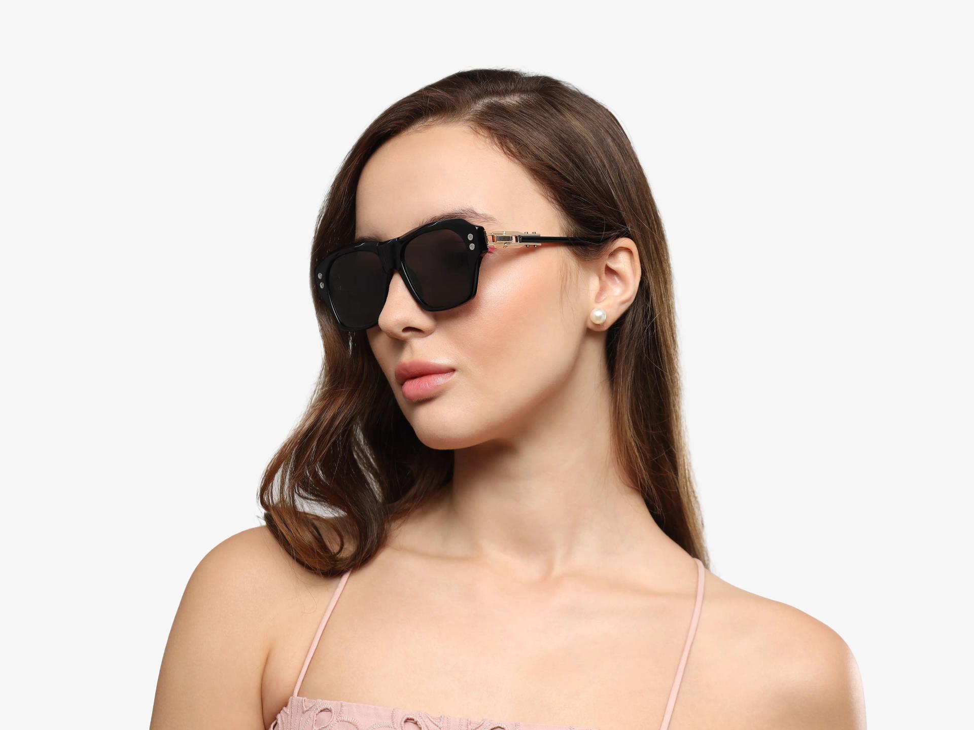 Black Acetate Frame With Grey Tint Sunglasses