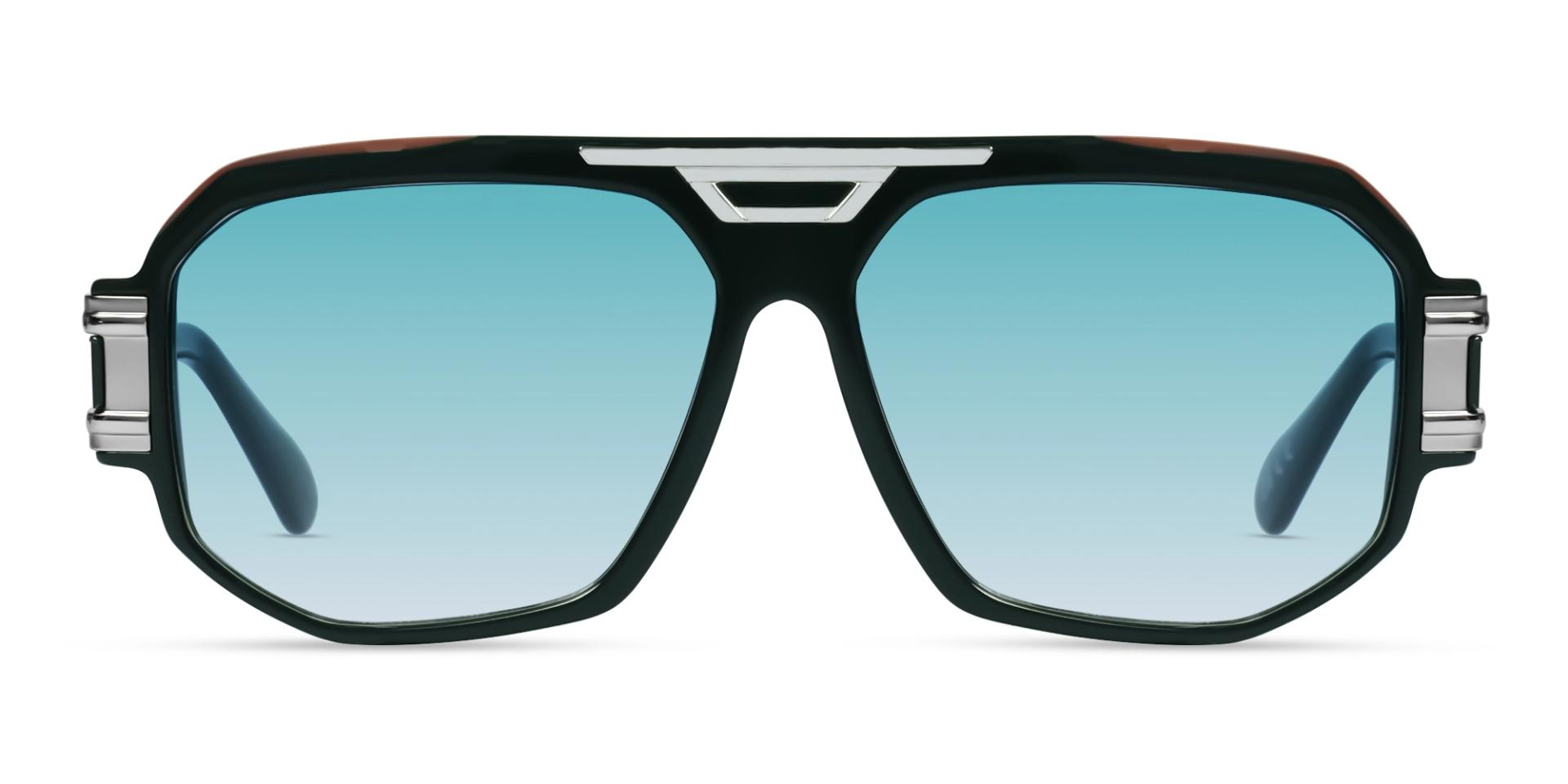 Dark Green Frame With Light Blue Tint Sunglasses