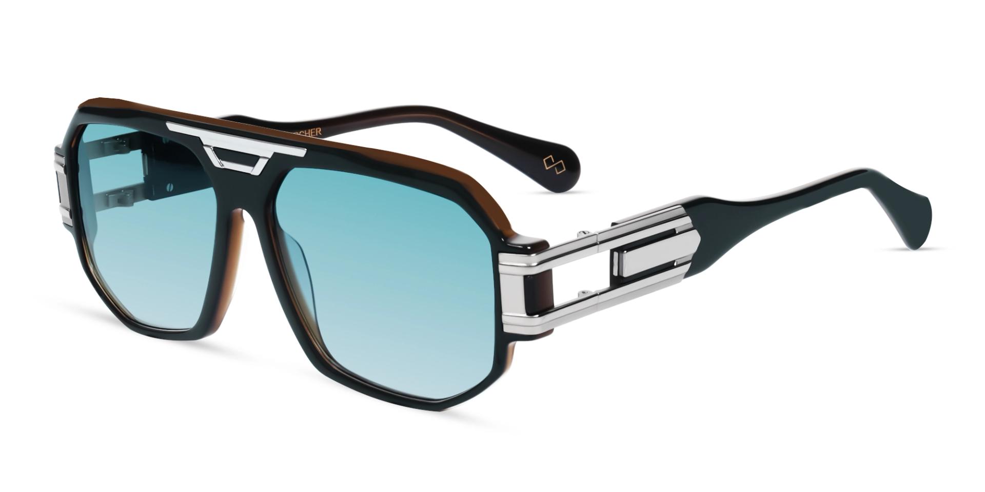 Dark Green Frame With Light Blue Tint Sunglasses