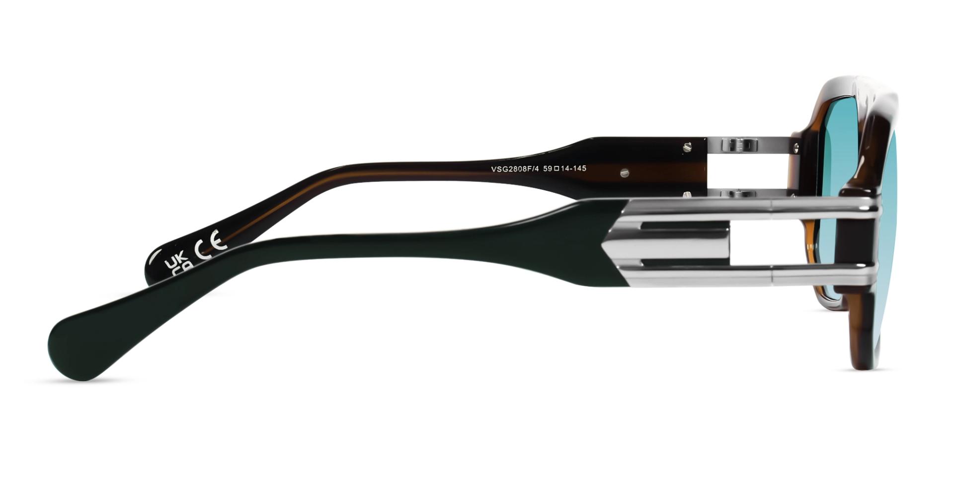 Dark Green Frame With Light Blue Tint Sunglasses