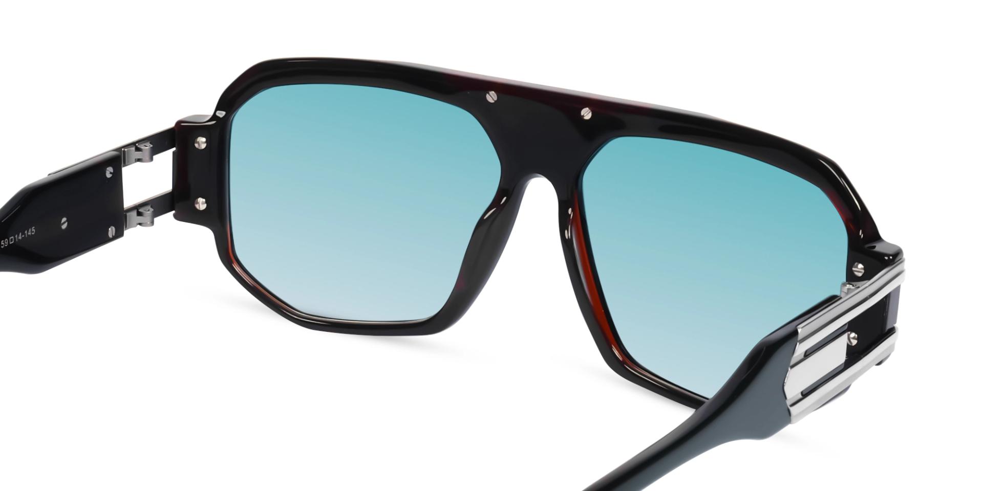 Dark Green Frame With Light Blue Tint Sunglasses