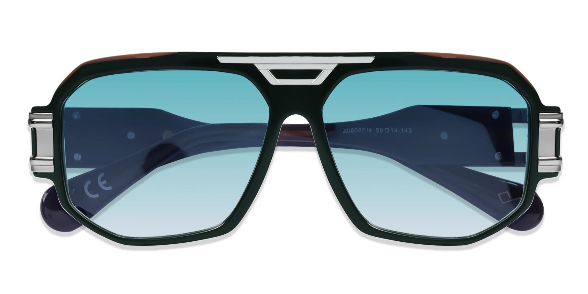 Dark Green Frame With Light Blue Tint Sunglasses