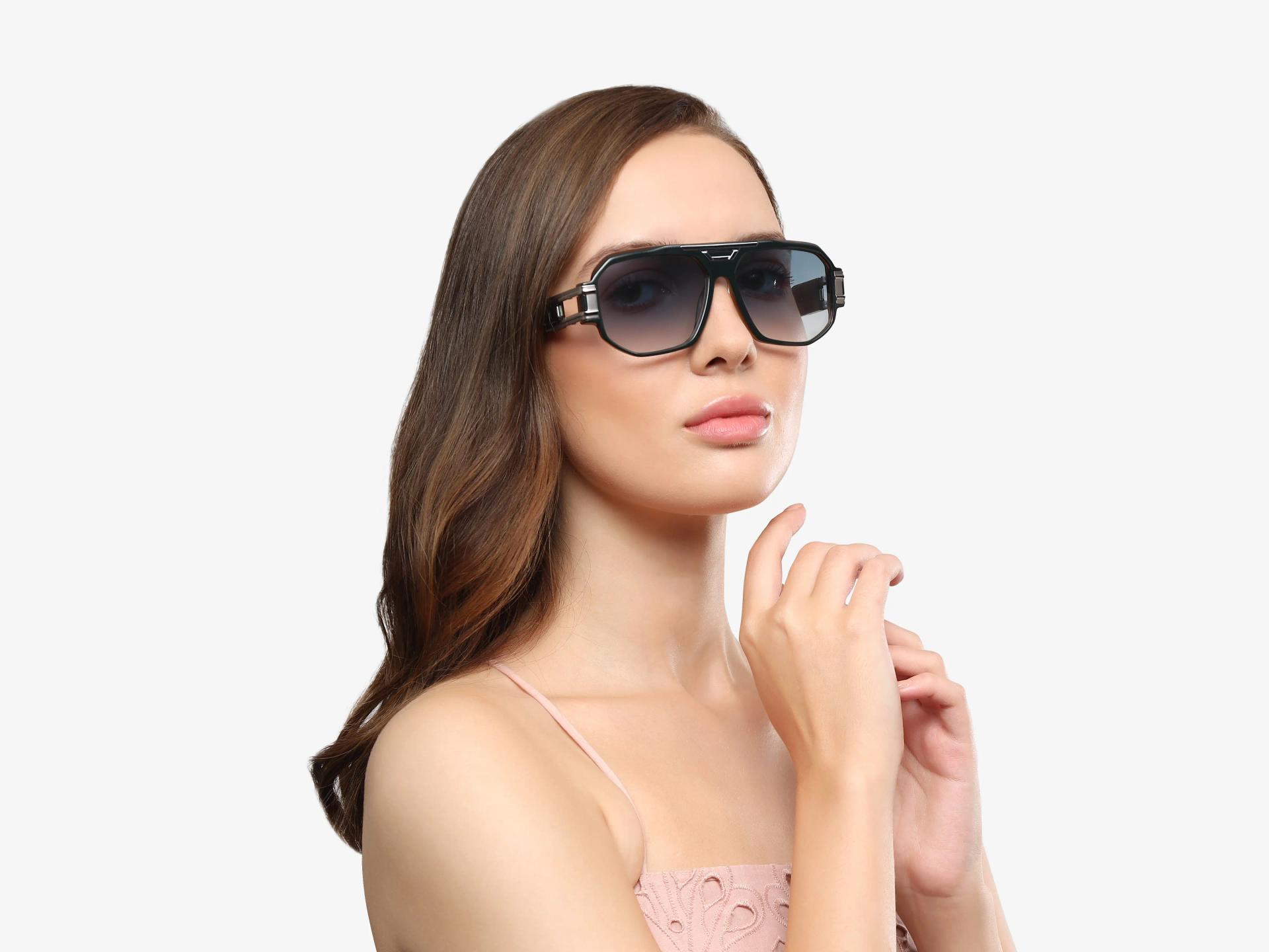 Dark Green Frame With Light Blue Tint Sunglasses