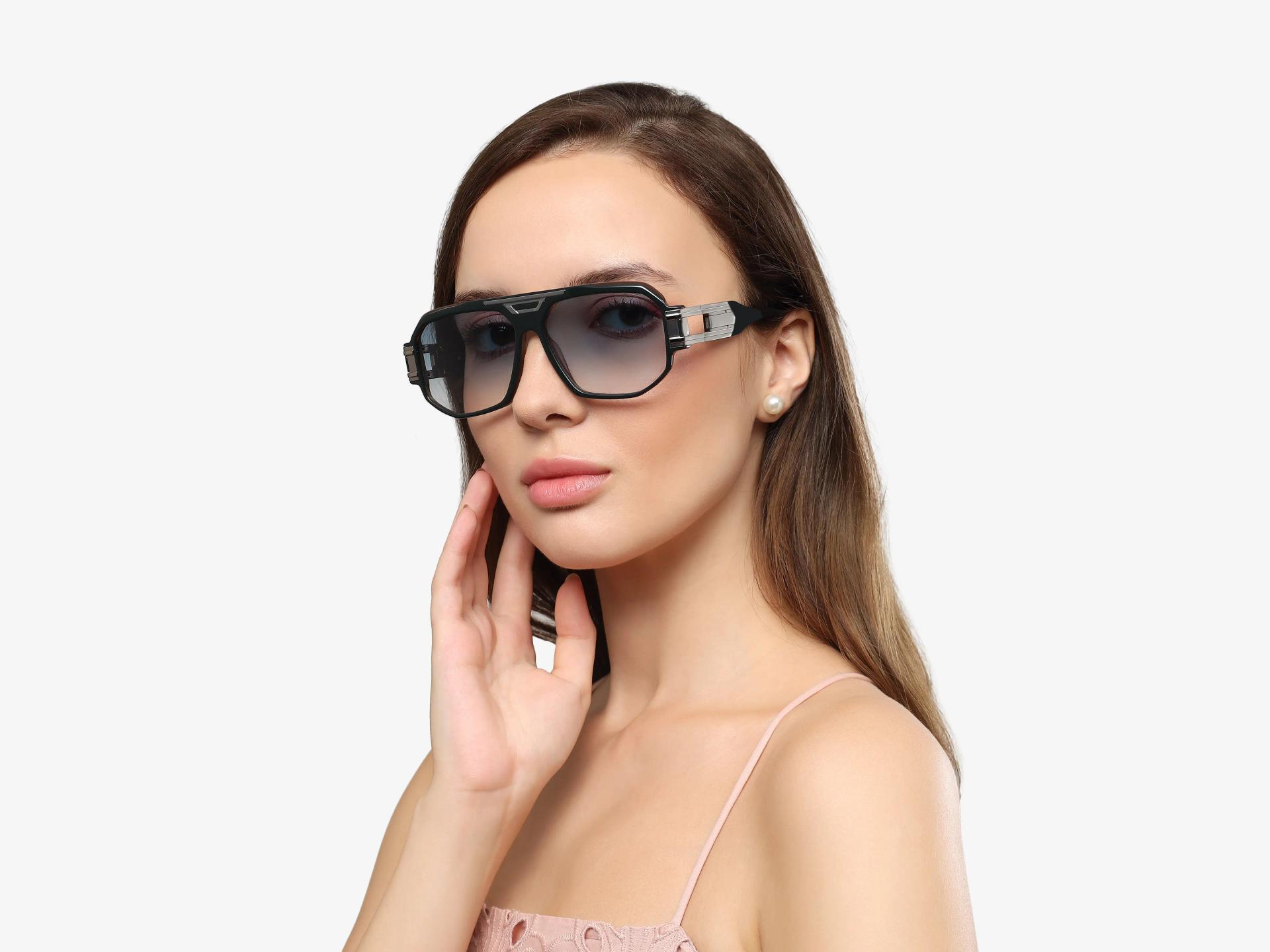 Dark Green Frame With Light Blue Tint Sunglasses