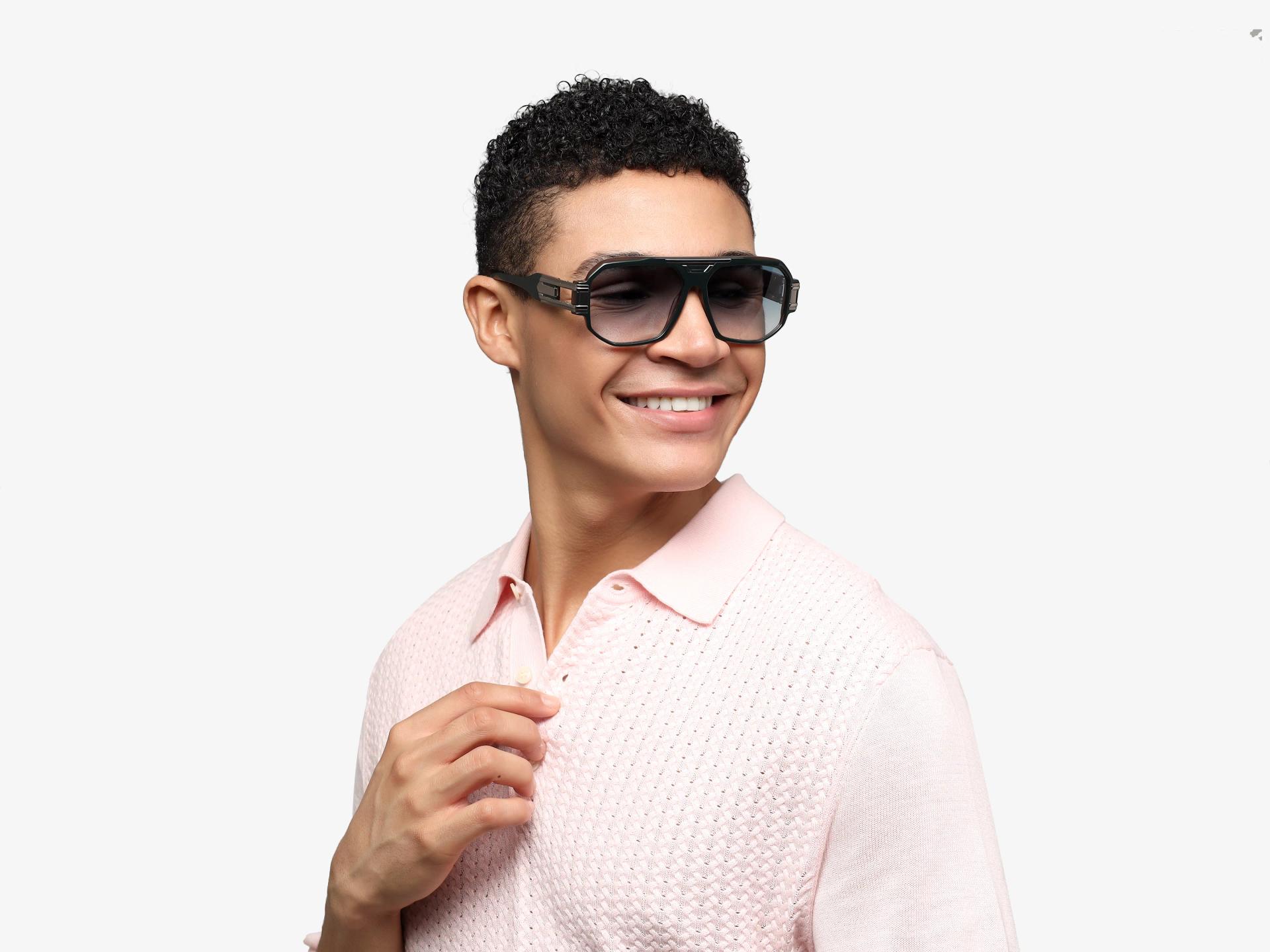 Dark Green Frame With Light Blue Tint Sunglasses