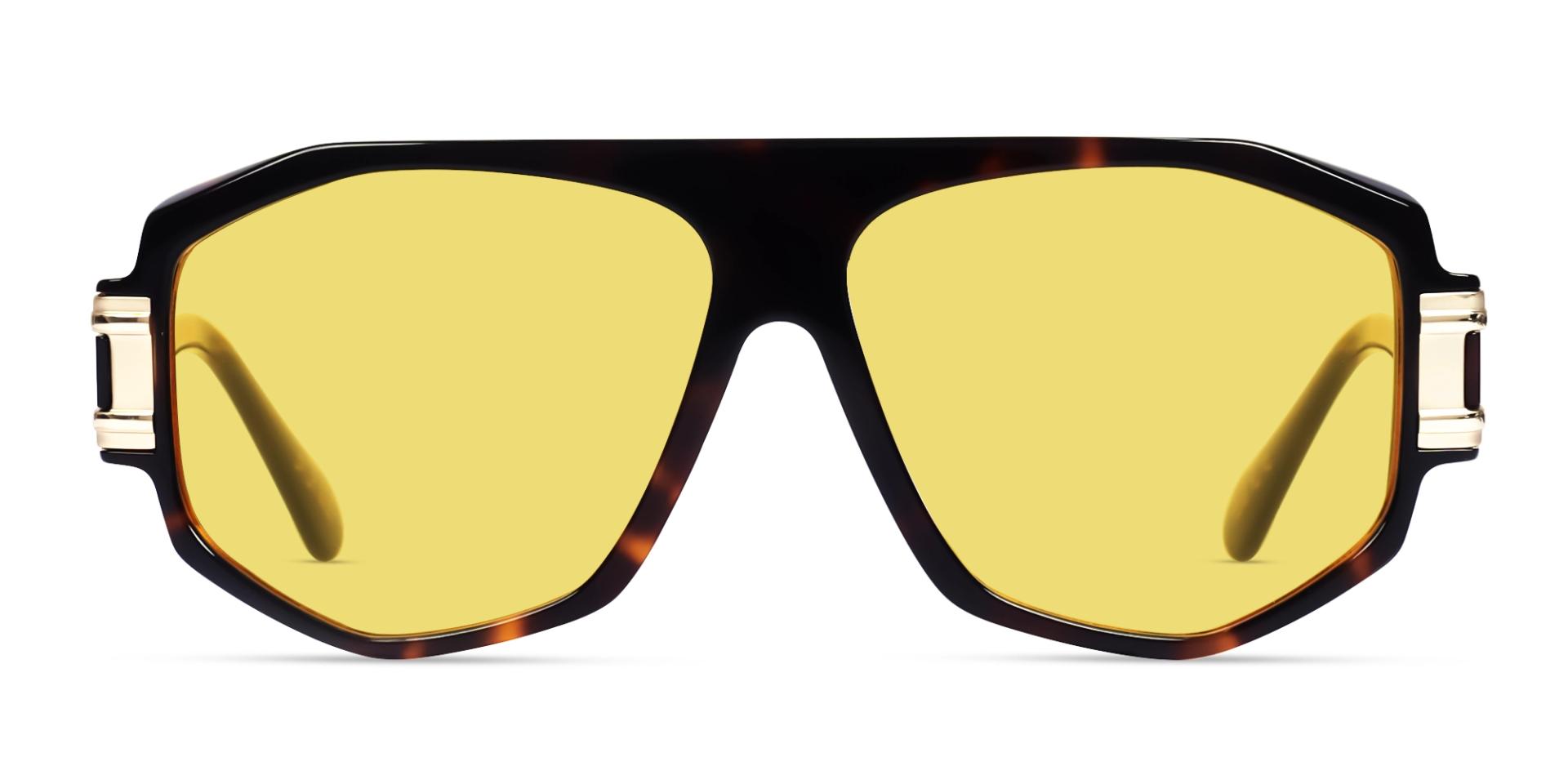 Oversized Tortoise Frame With Yellow Tint Sungasses | Specscart