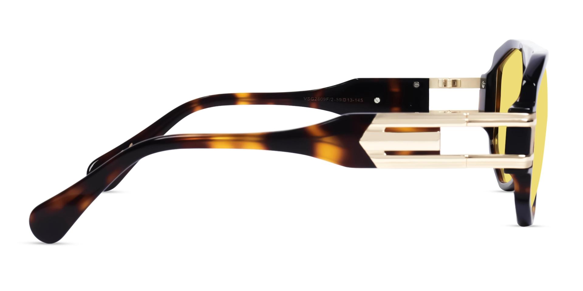 Oversized Tortoise Frame With Yellow Tint Sungasses | Specscart