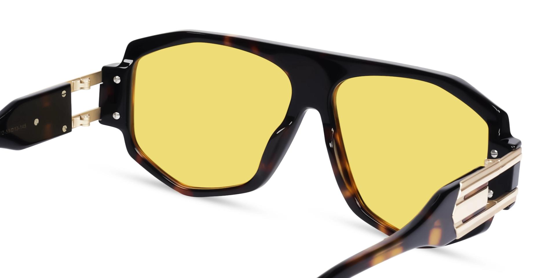 Oversized Tortoise Frame With Yellow Tint Sungasses | Specscart