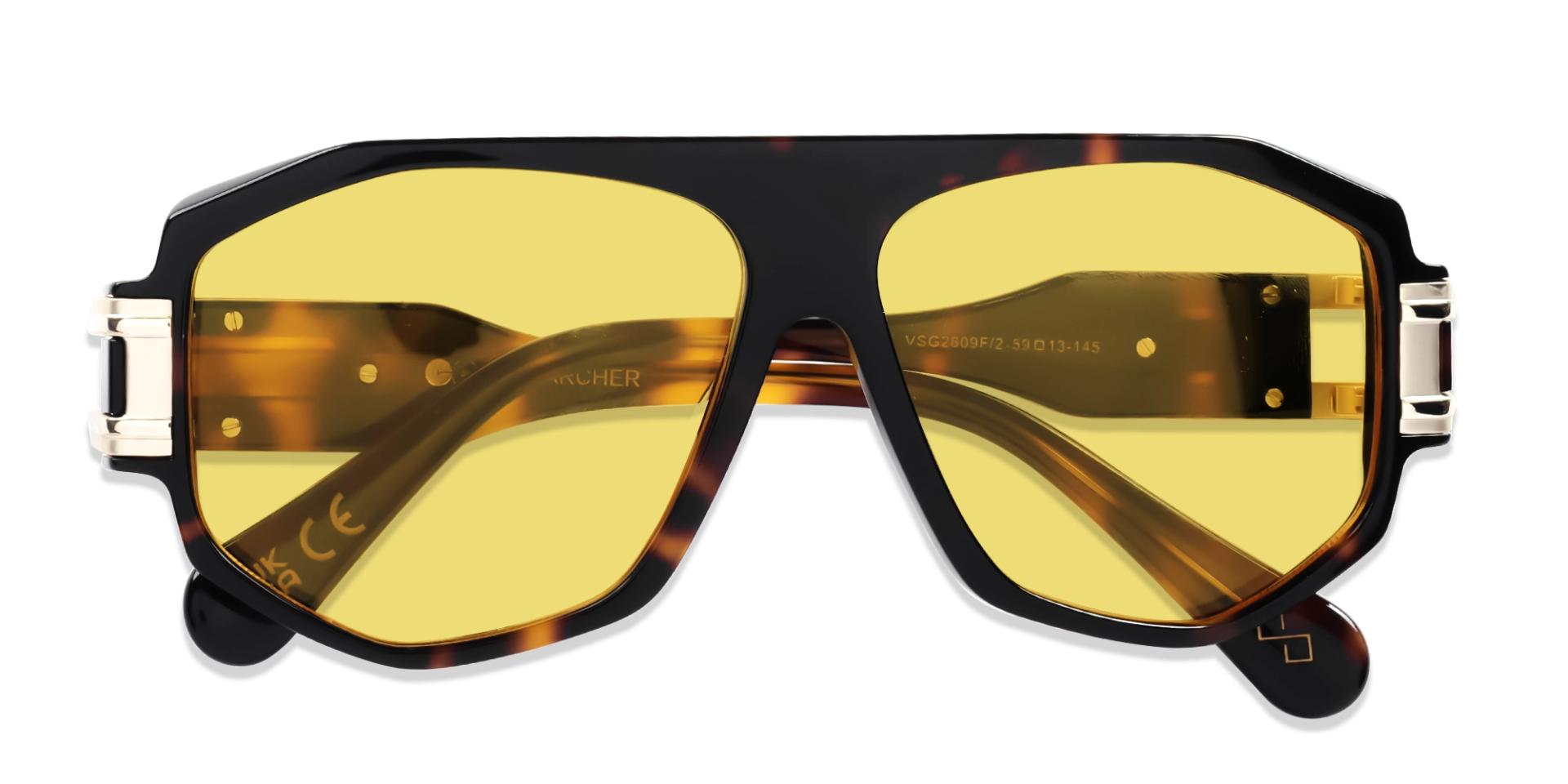 Oversized Tortoise Frame With Yellow Tint Sungasses | Specscart