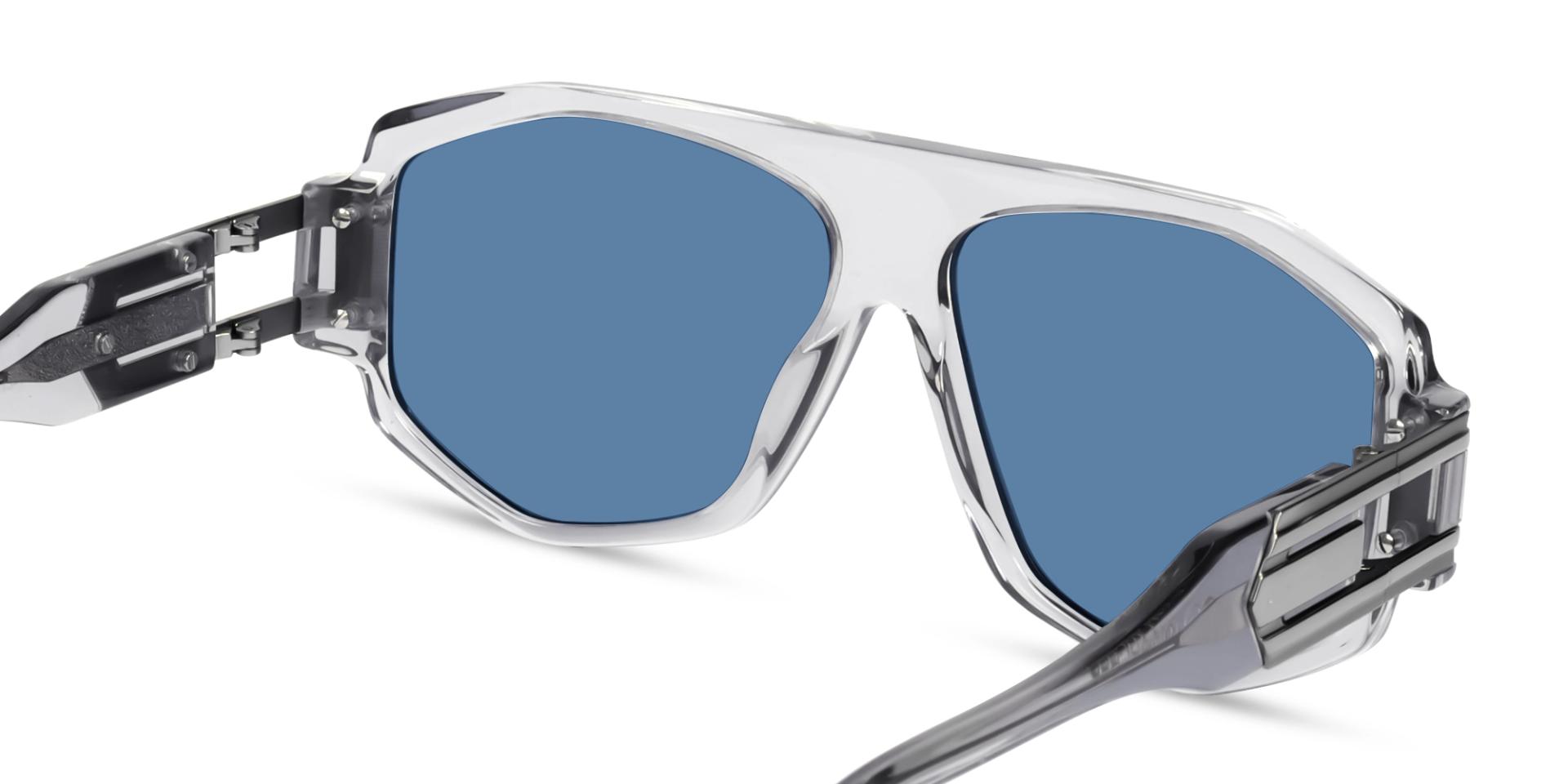 Oversized Crystal Grey Frame With Blue Tint Sungasses